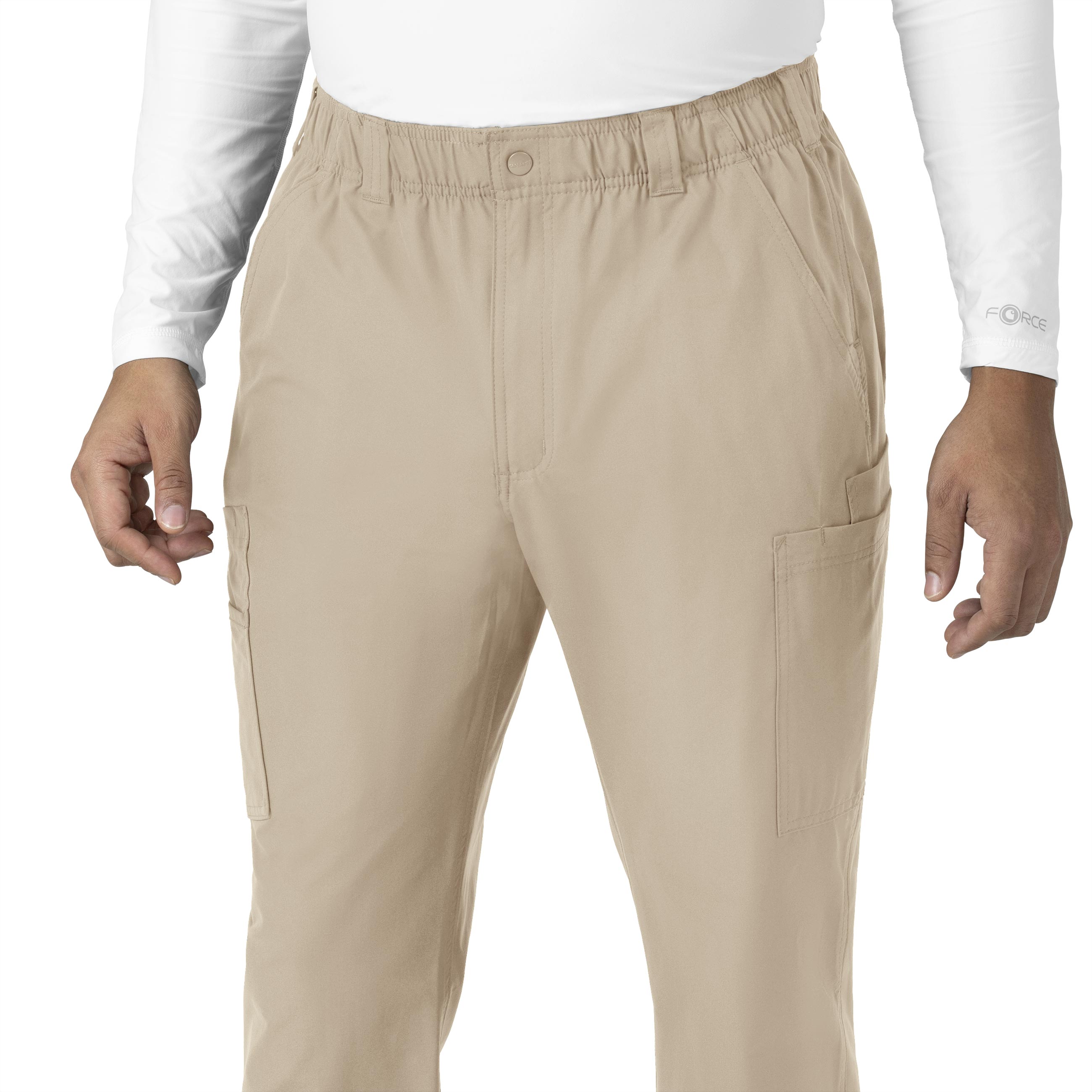 Force Essentials C56113 Men's Straight Leg Cargo Scrub Pants Khaki