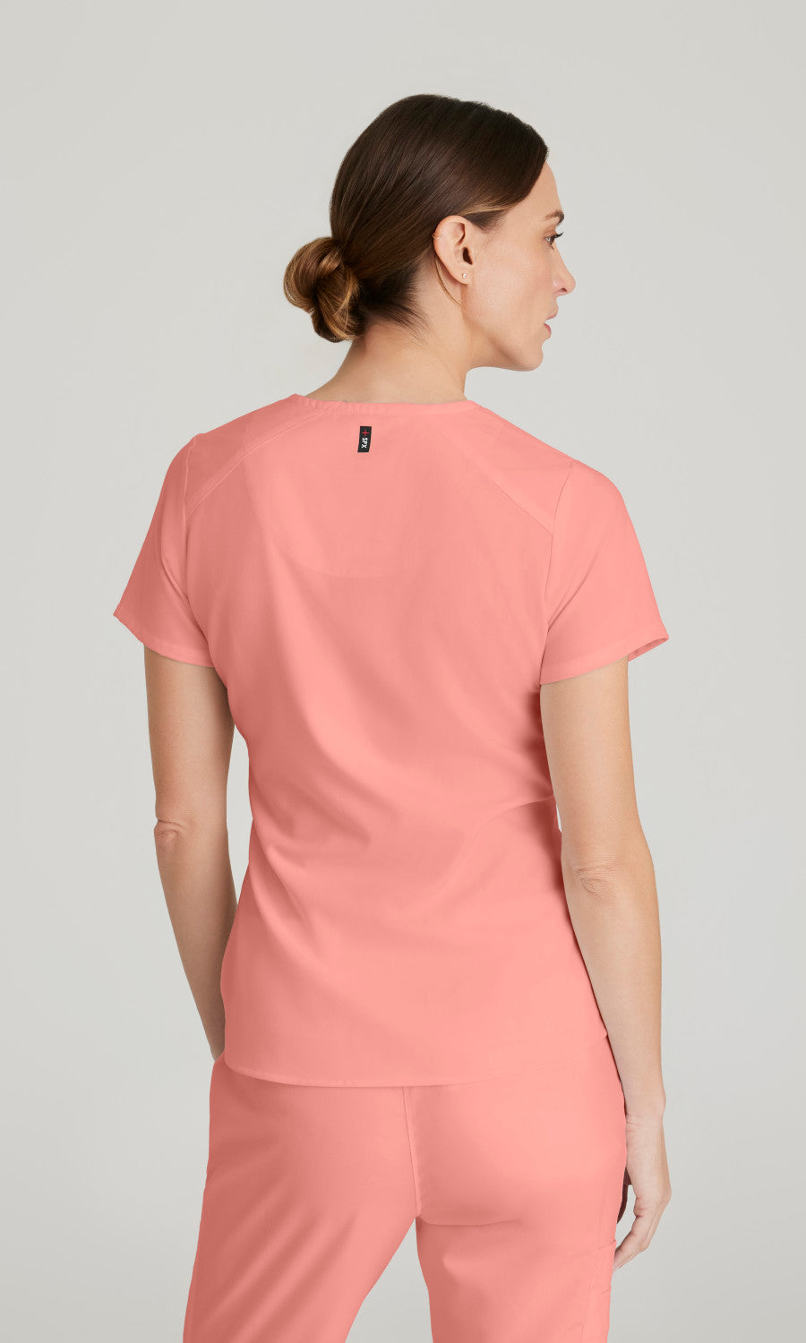 Grey's Anatomy Stretch GRST011 Emma Scrub Top Bright Papaya