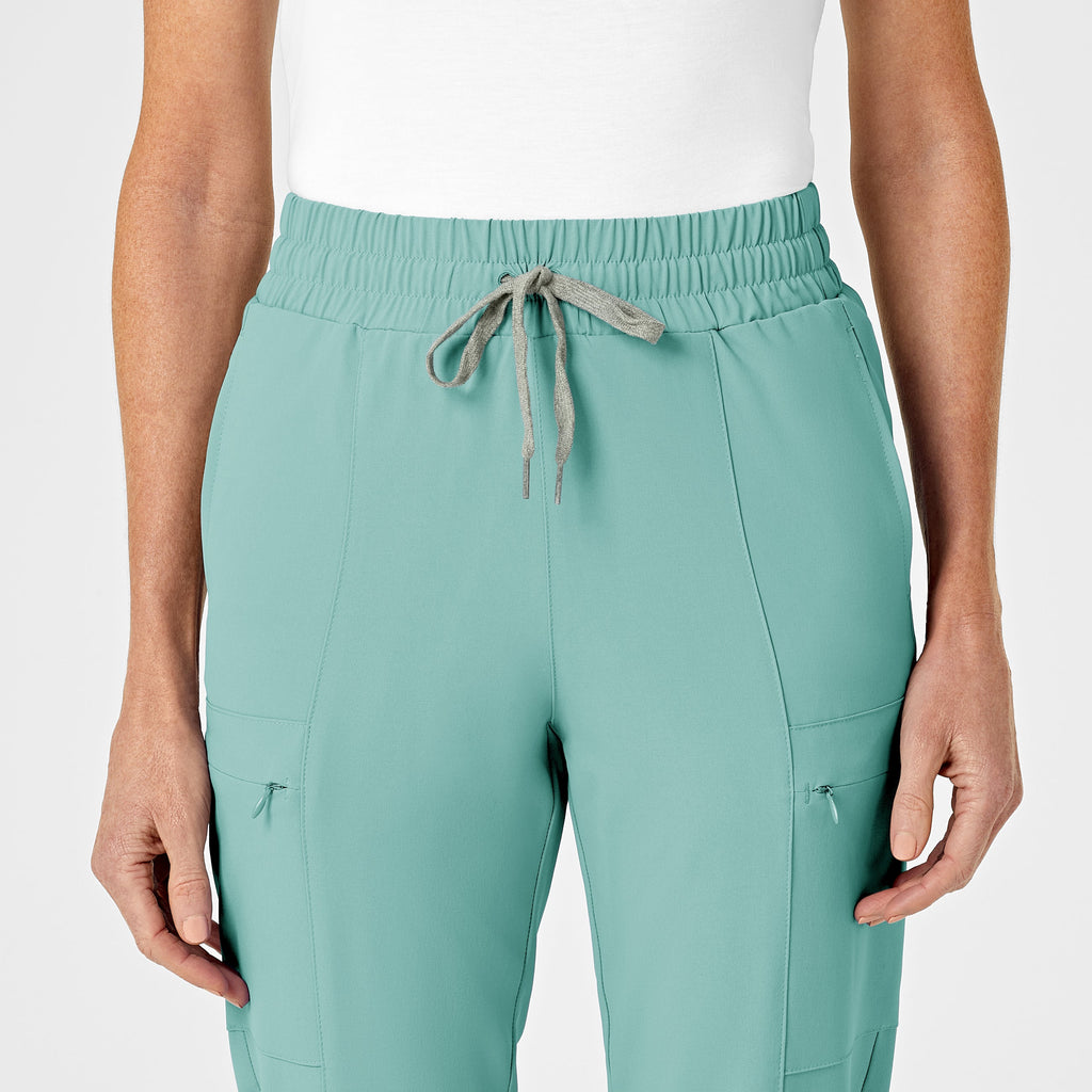 RENEW 5334 High Waist Slim Leg Scrub Pants Turquoise