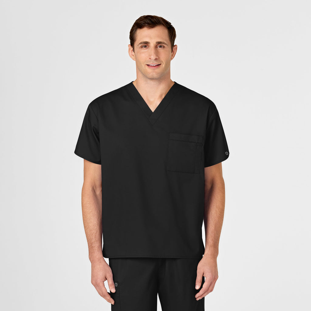WonderWORK 100 Unisex V-Neck Scrub Top Black
