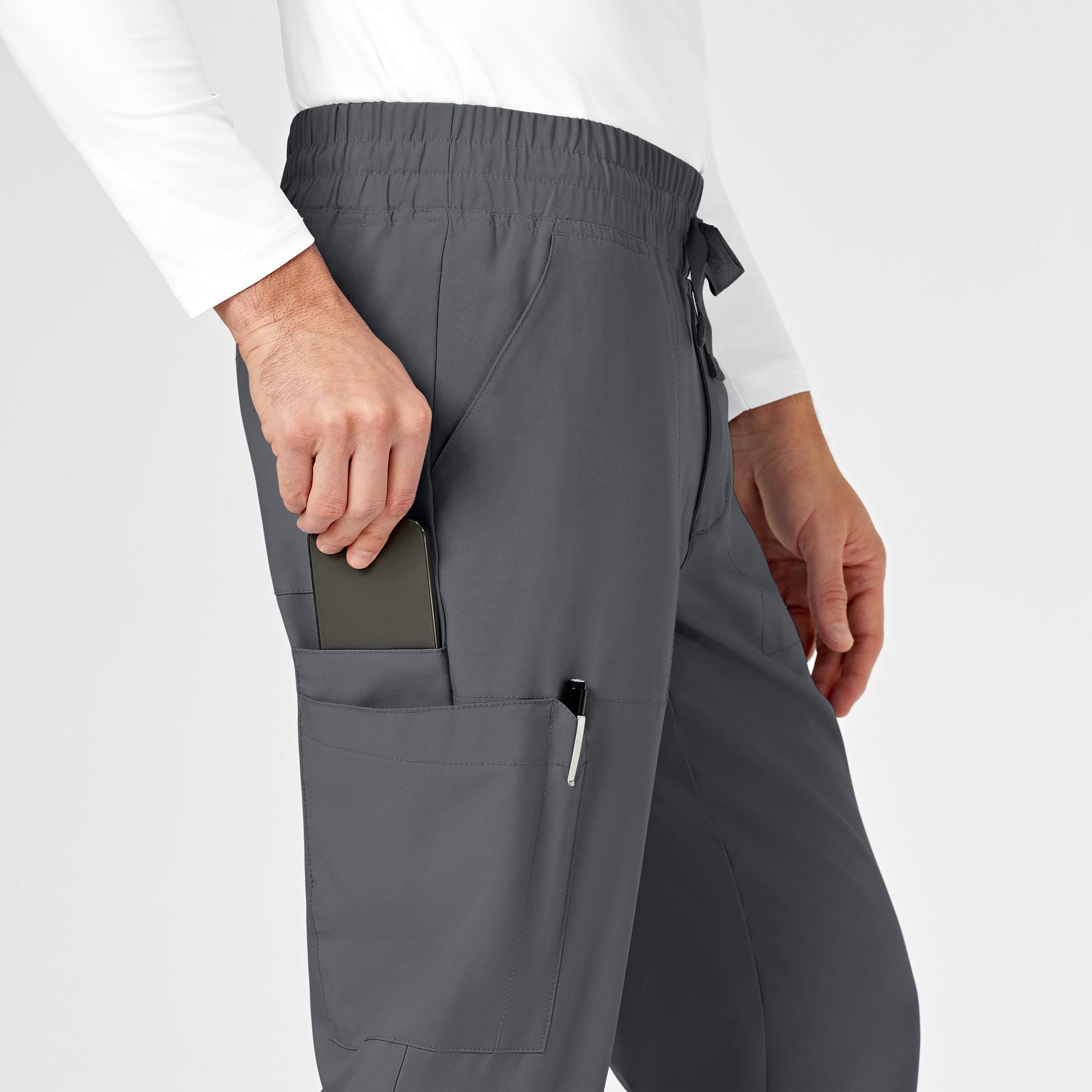 W123 5655 Men's Cargo Jogger Scrub Pants Pewter