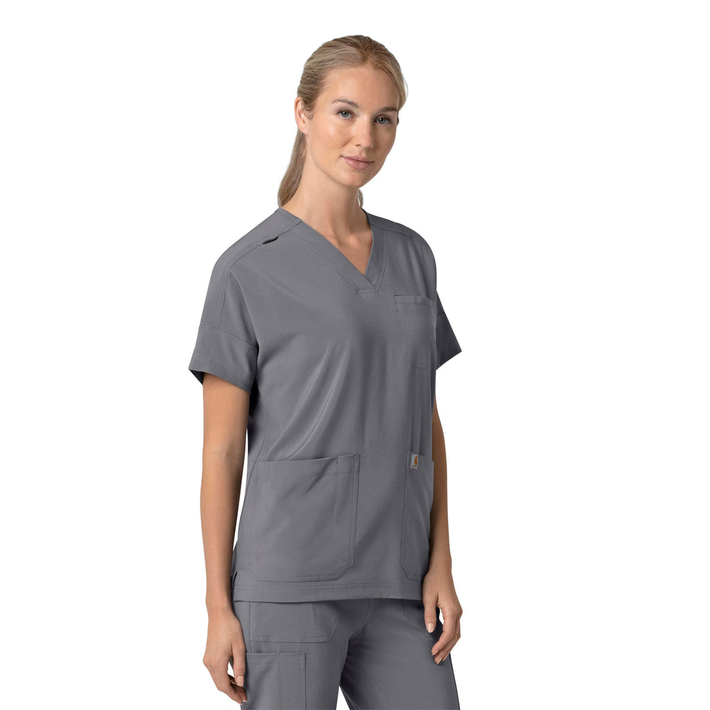 Force Cross-Flex C13110 Oversized V-Neck Scrub Top Pewter