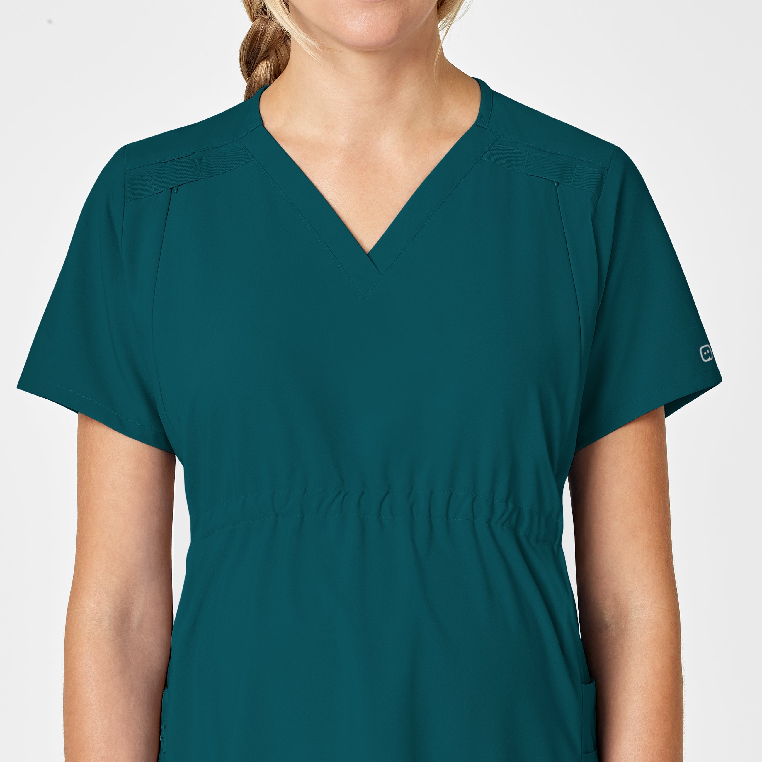 W123 4555 Maternity V-Neck Scrub Top Caribbean Blue