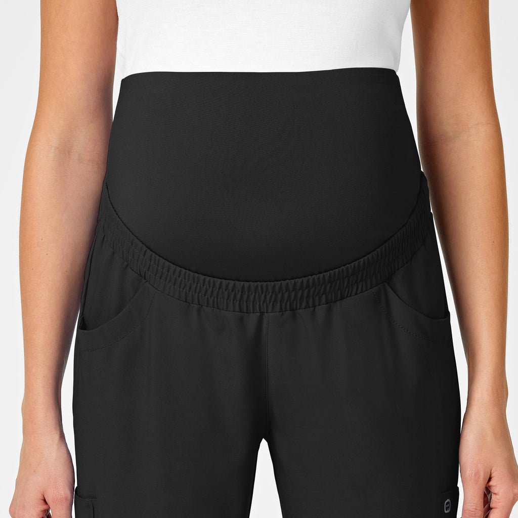 W123 5455 Maternity Jogger Scrub Pants Black
