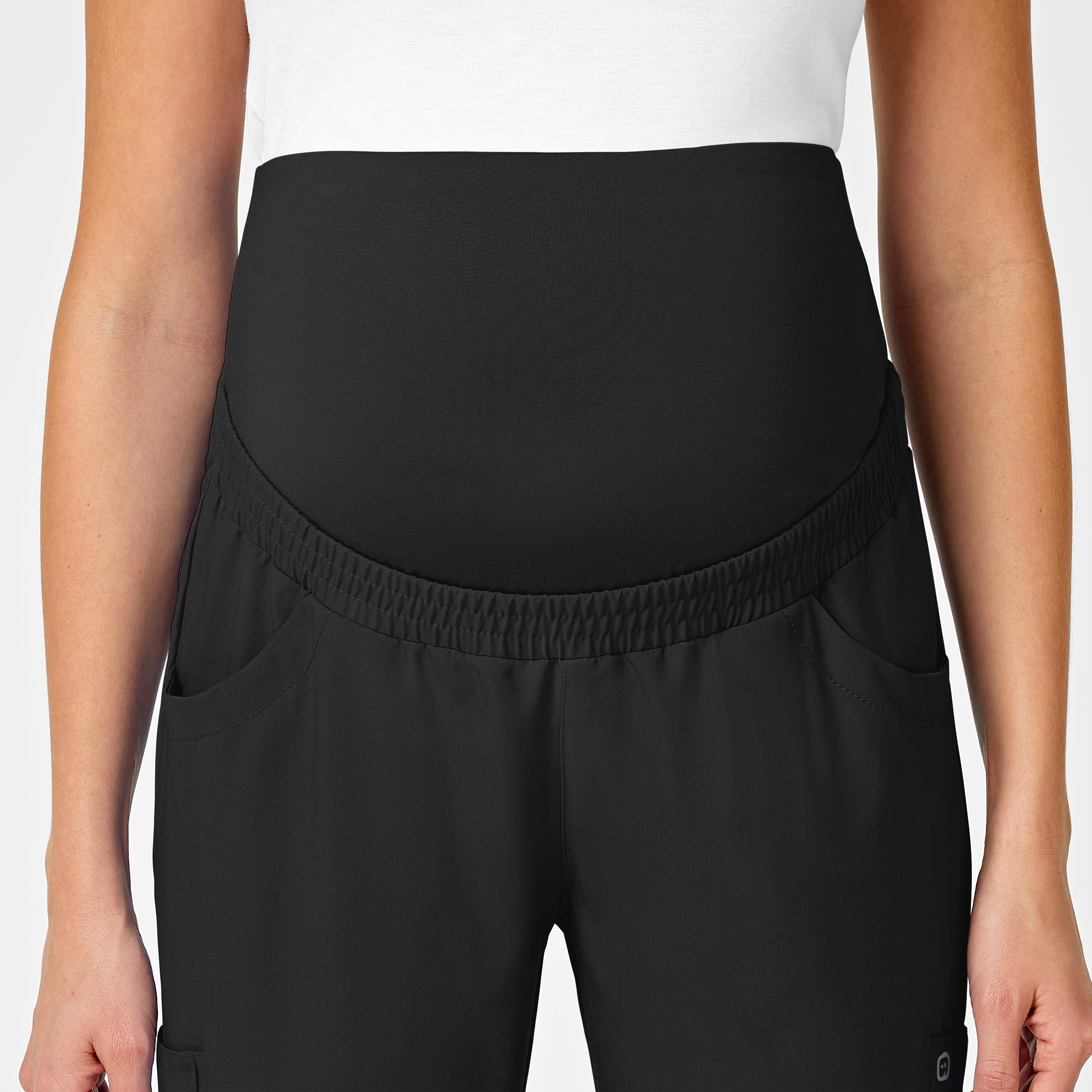 W123 5455 Maternity Jogger Scrub Pants Black