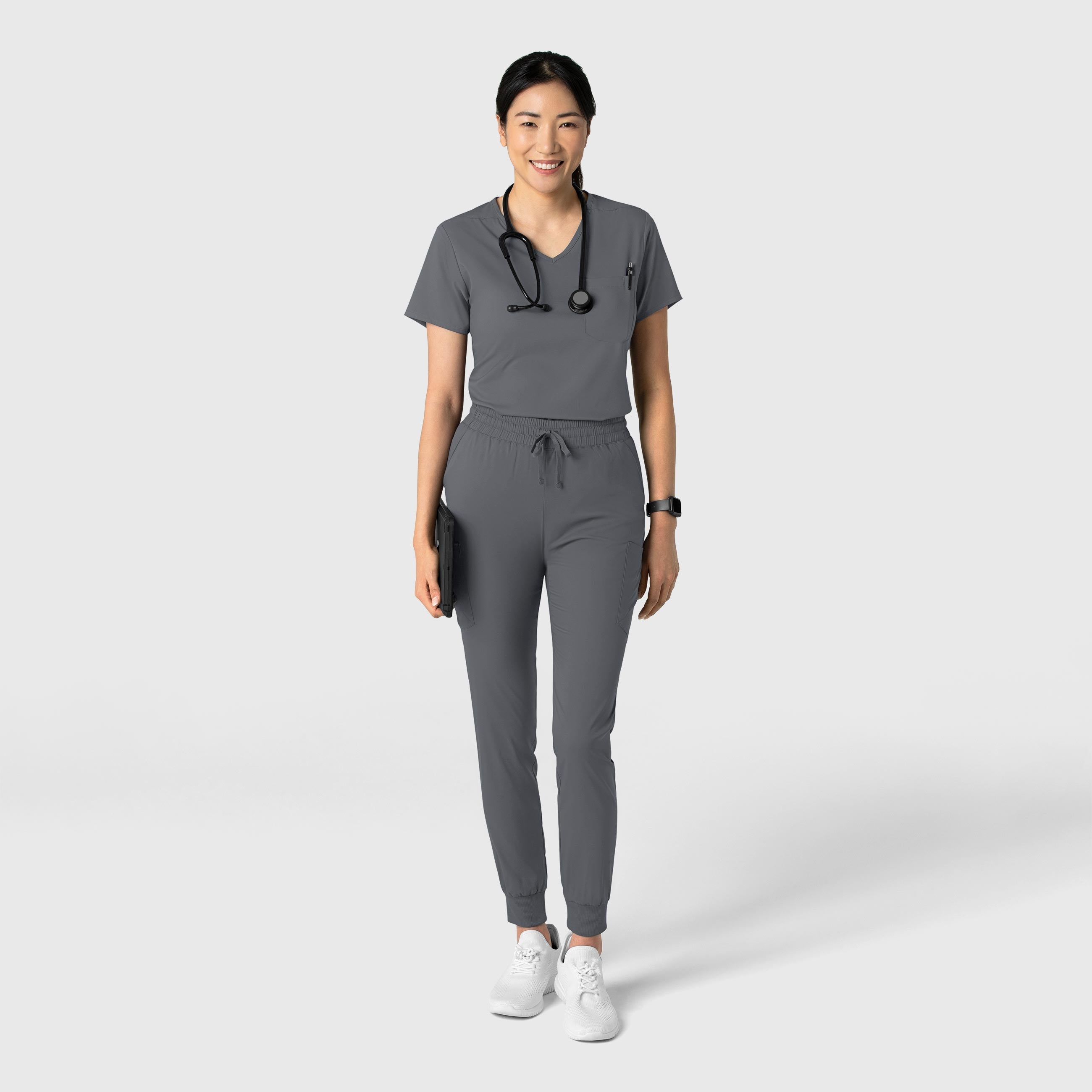 Boundless 6151 Tuck-In Scrub Top Pewter