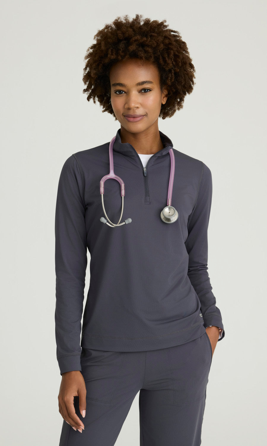 Skechers Slip-ins SKT274 Atlas Quarter Zip Knit Top Pewter