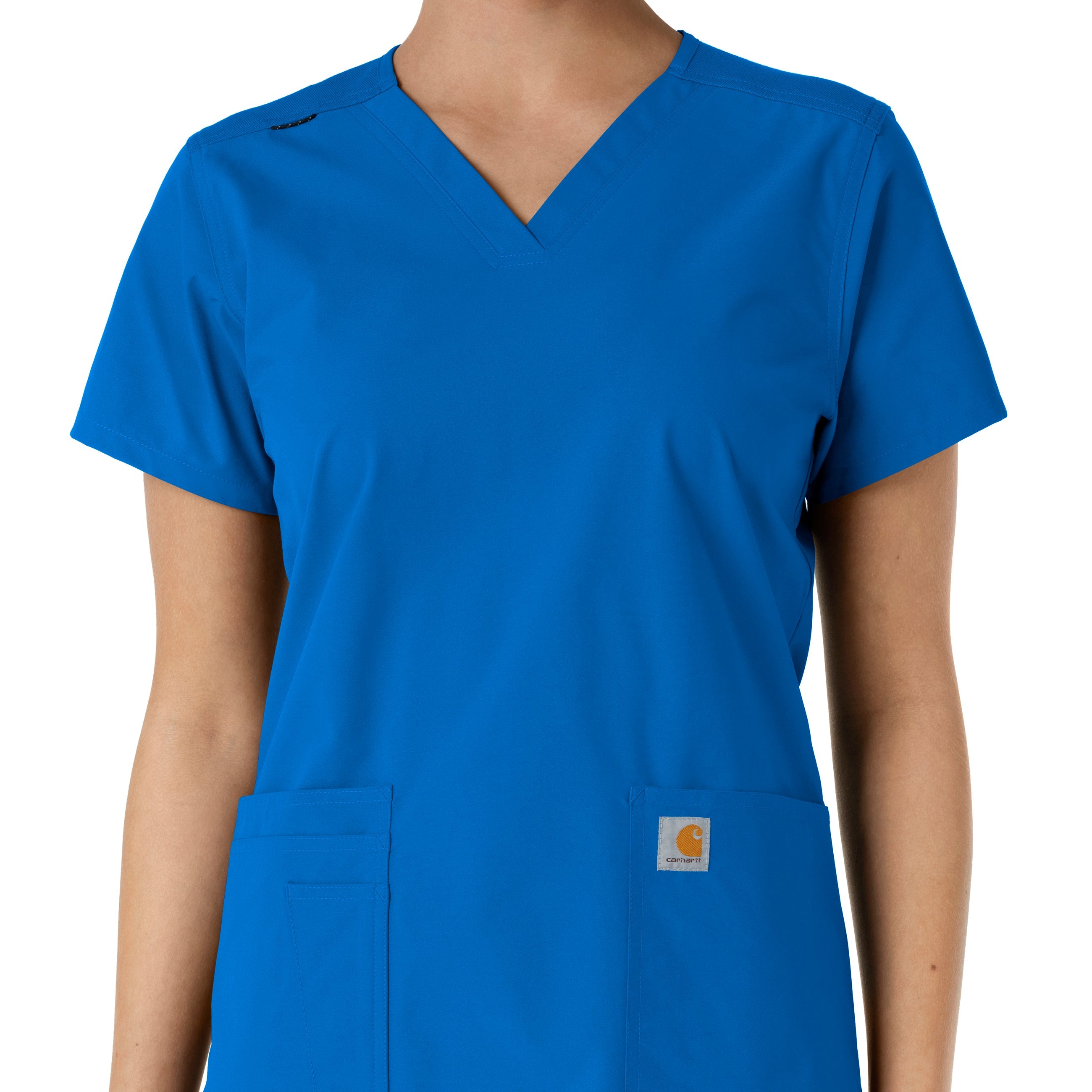 Force Essentials C12313 V-Neck Knit Panel Scrub Top Royal
