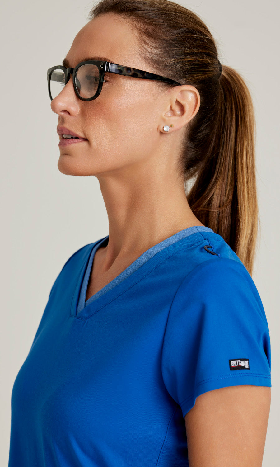 Grey's Anatomy Spandex Stretch GRST194 Meredith Scrub Top New Royal