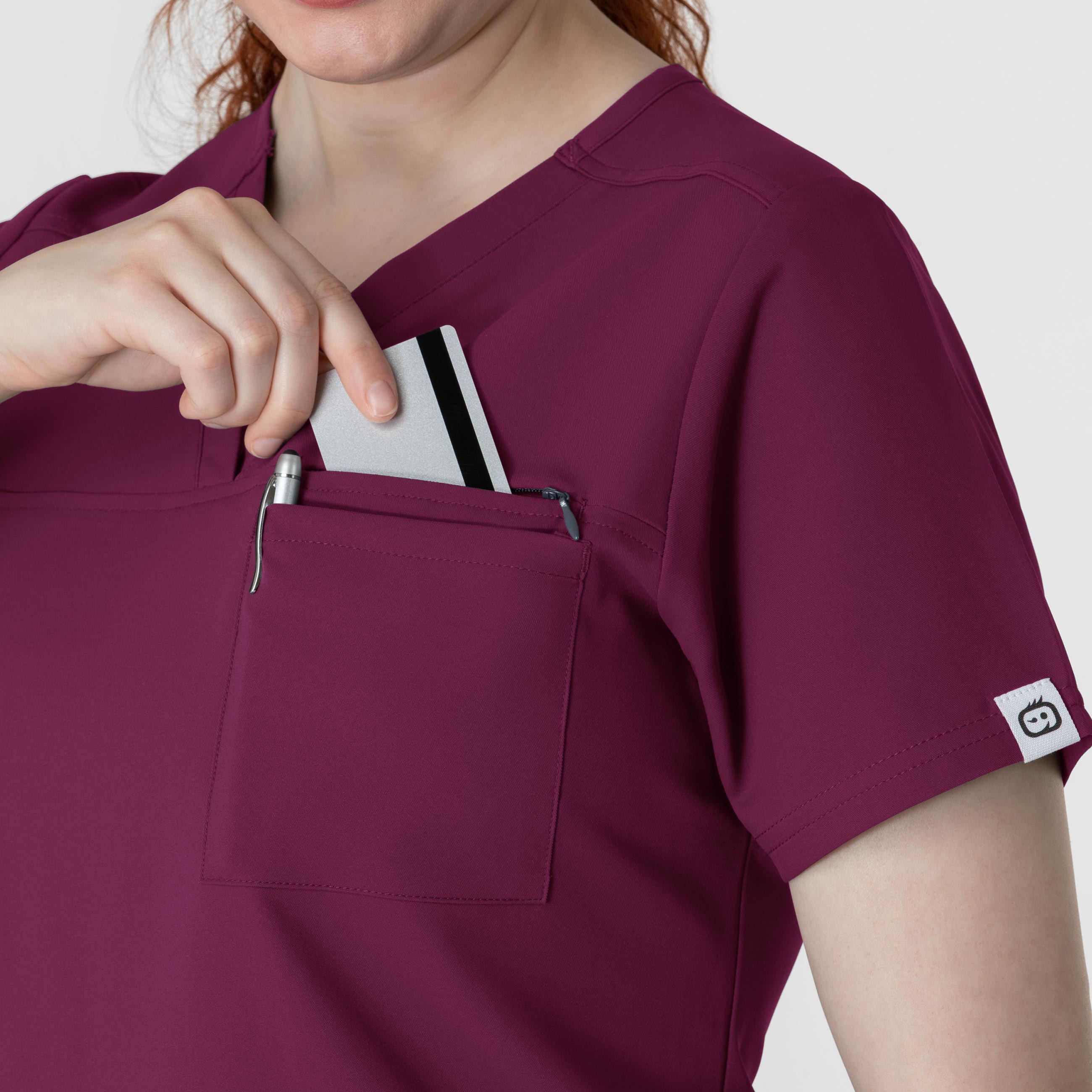 Thrive 6222 V-Neck Tuck-In Scrub Top Wine