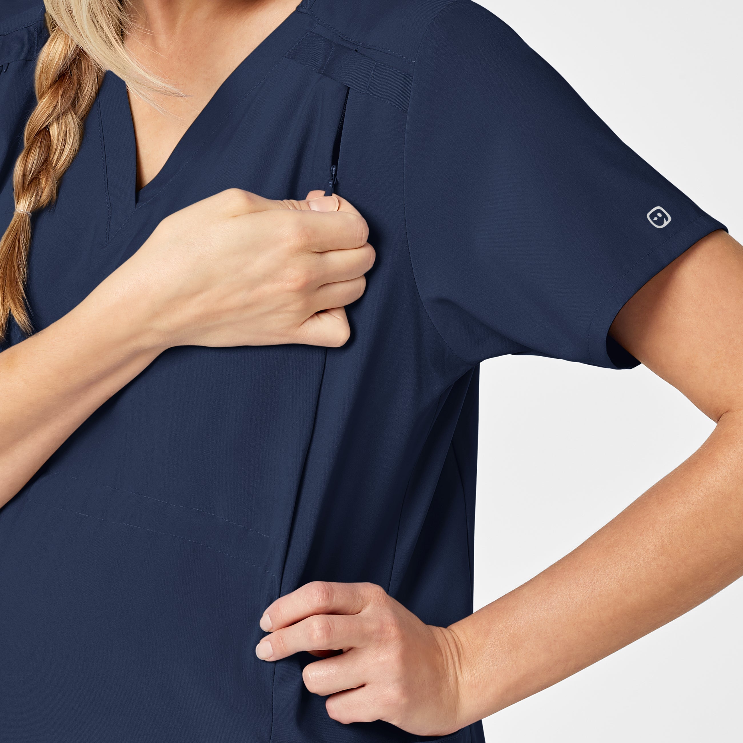 W123 4555 Maternity V-Neck Scrub Top Navy