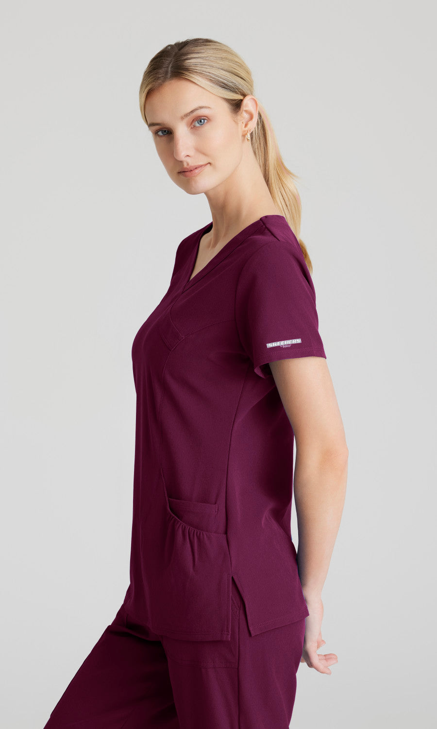 Skechers Vitality SKT064 Charge Scrub Top Wine