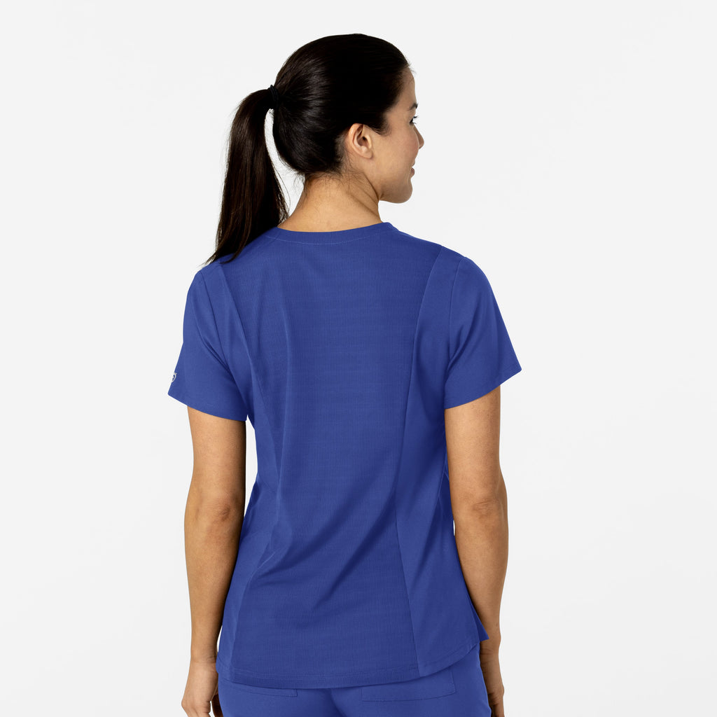 W123 6045 Women's Flex-n-Reach V-Neck Scrub Top Galaxy Blue