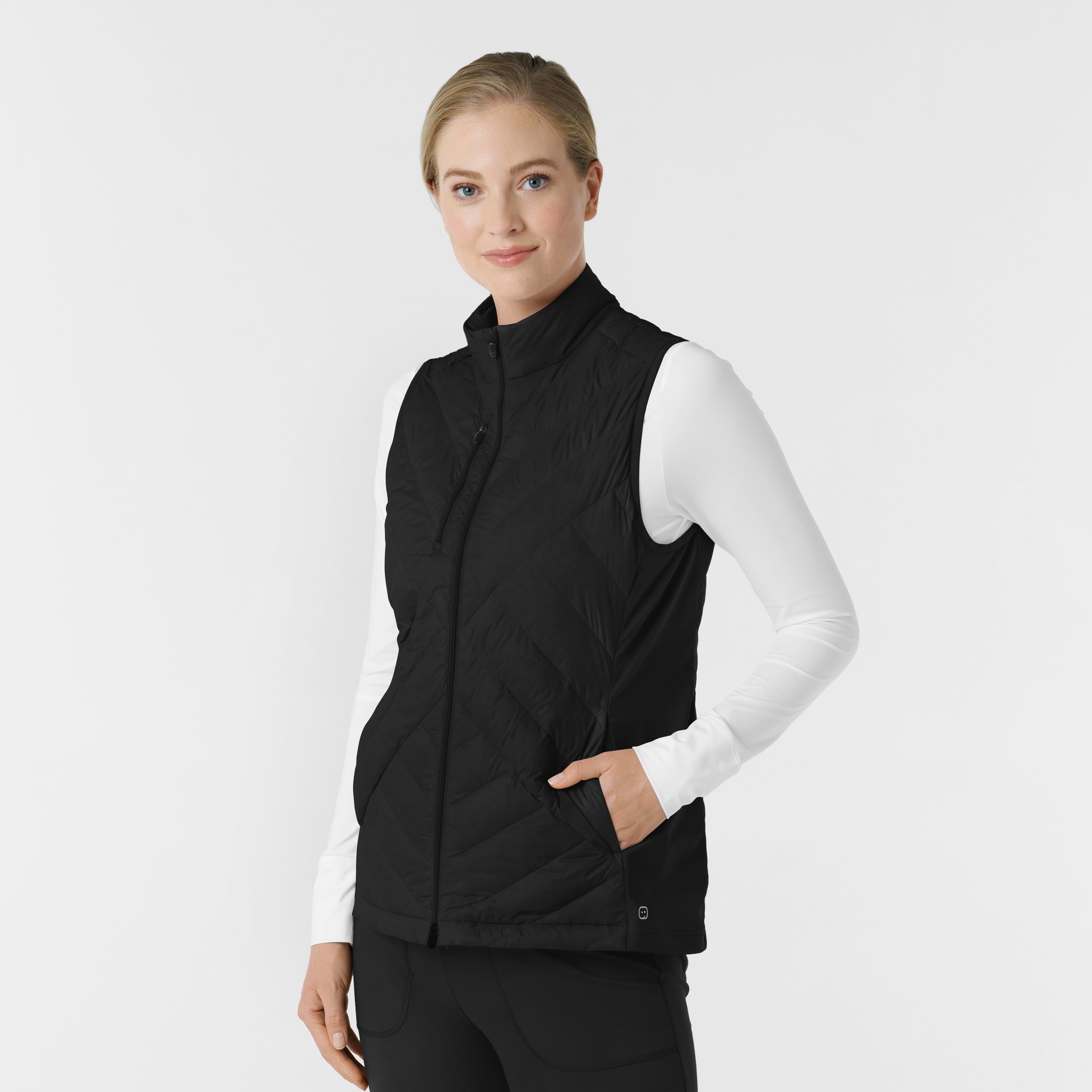 Layers 8277 Quilted Scrub Vest Black