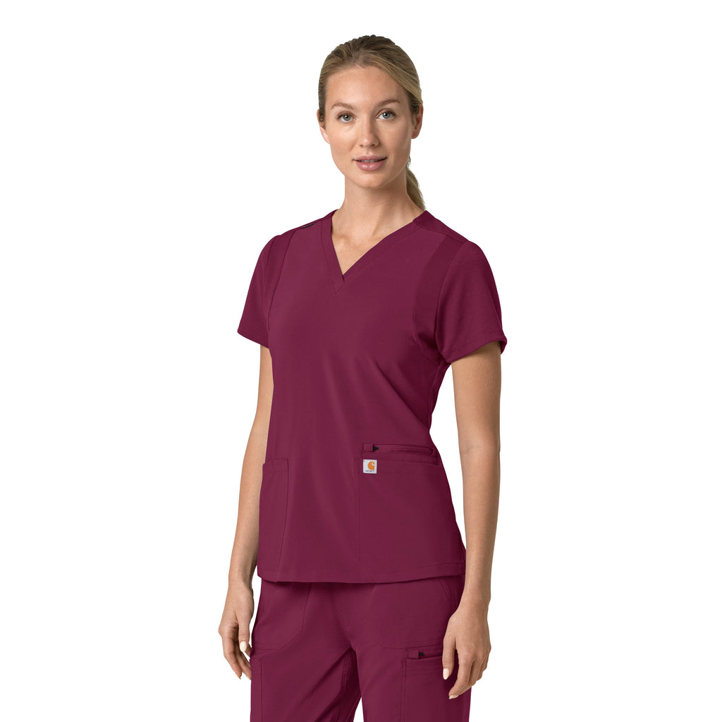 Force Cross-Flex C13210 Flex Panel V-Neck Scrub Top Wine