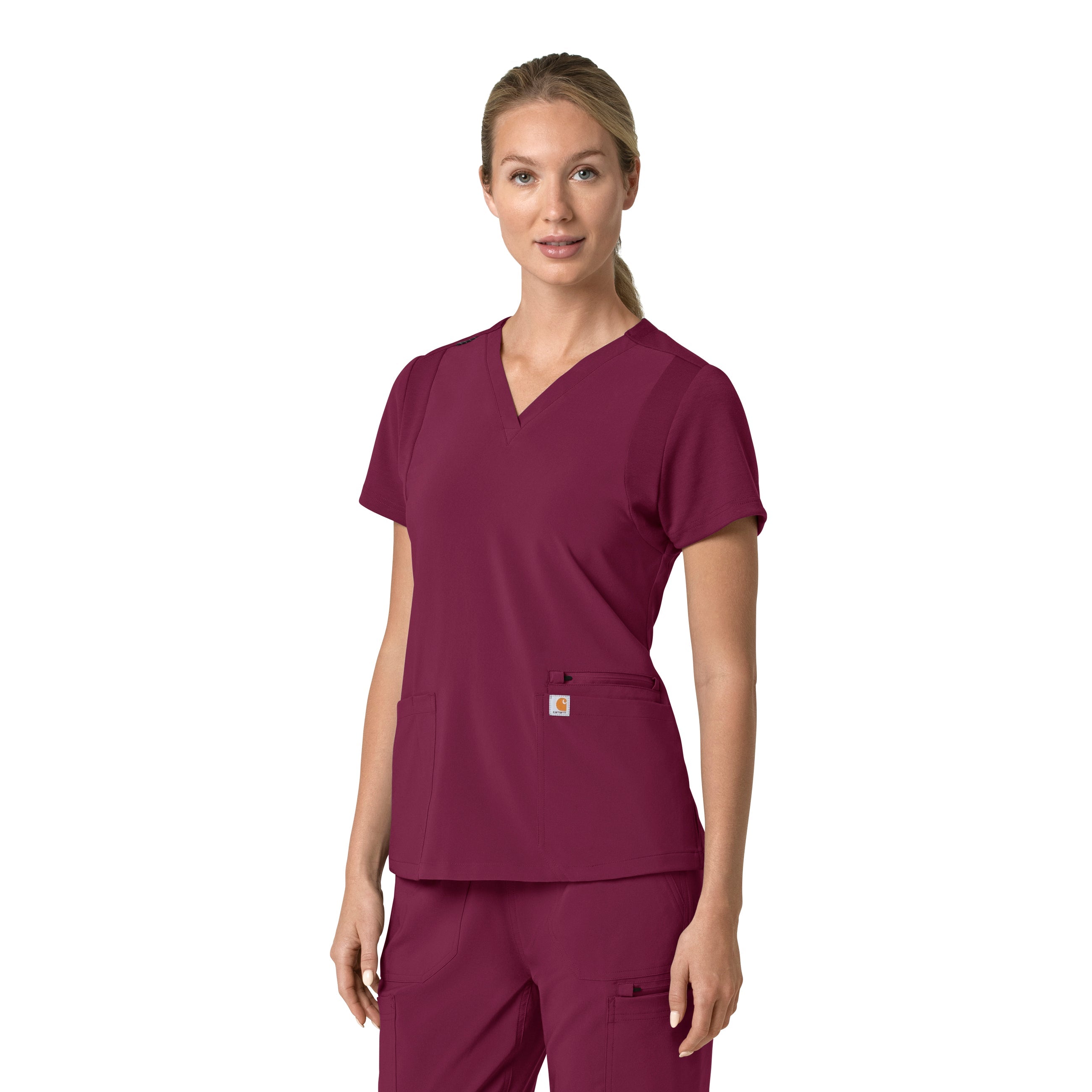Force Cross-Flex C13210 Flex Panel V-Neck Scrub Top Wine