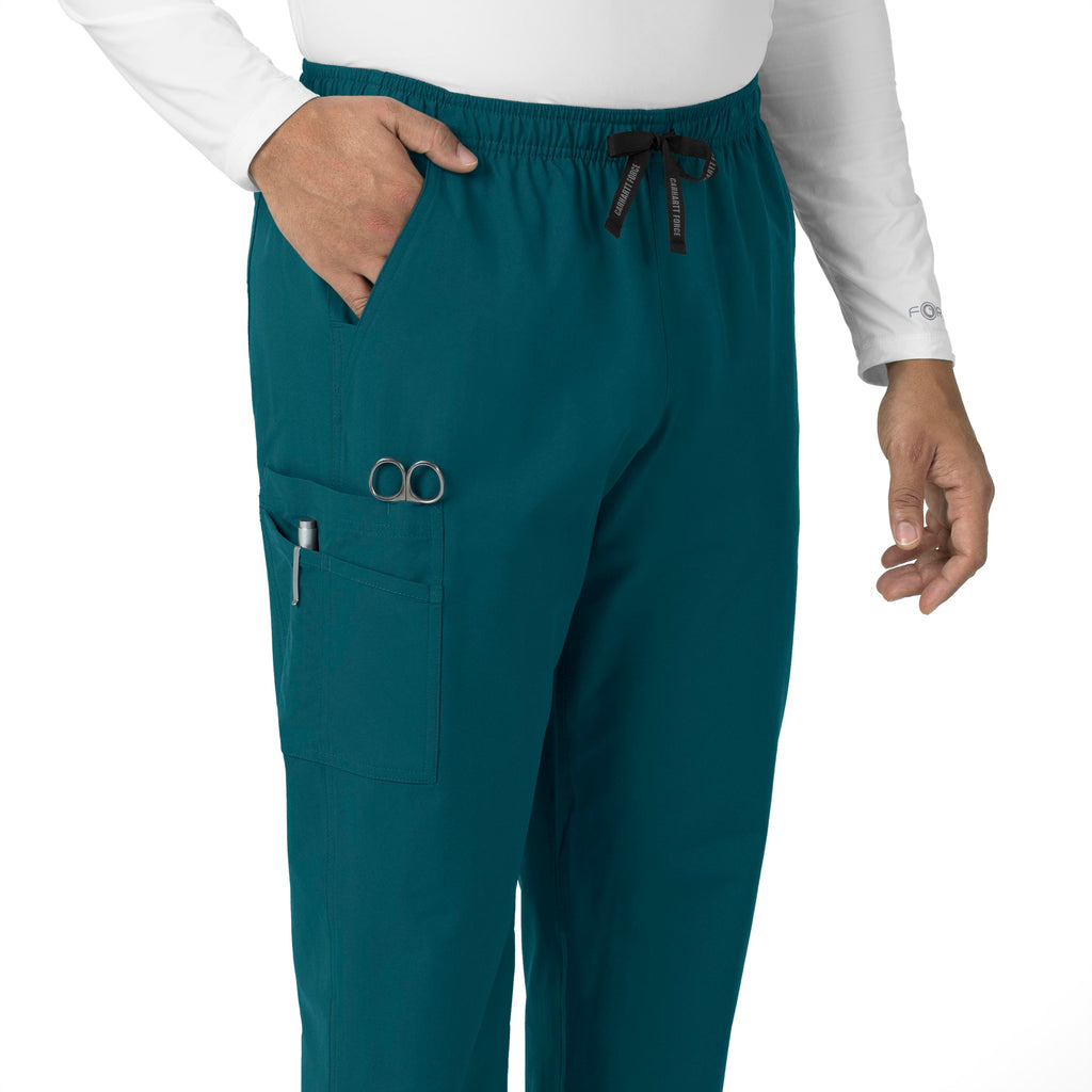 Force Essentials C55013 Unisex Elastic Waist Cargo Scrub Pants Caribbean Blue
