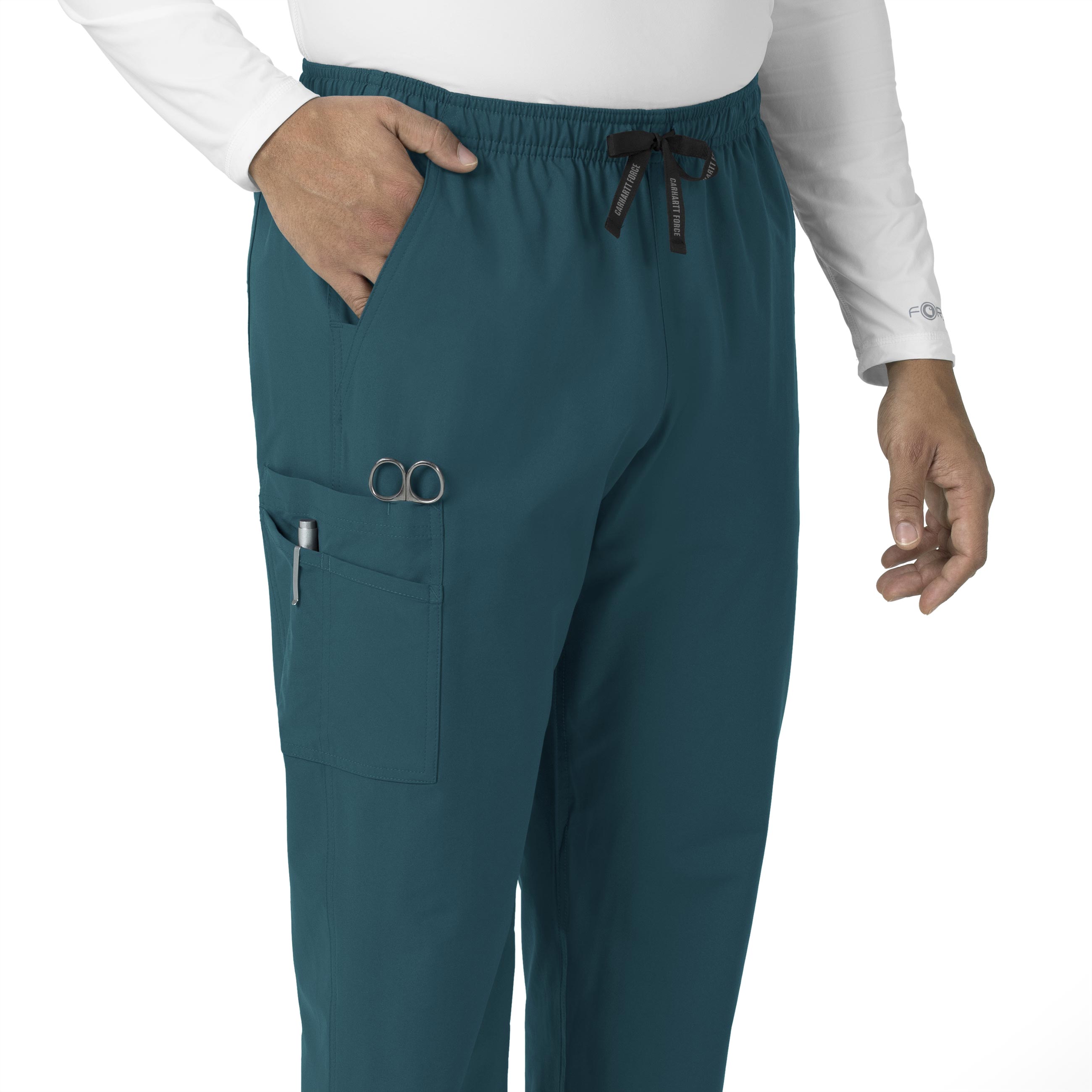 Force Essentials C55013 Unisex Elastic Waist Cargo Scrub Pants Caribbean Blue