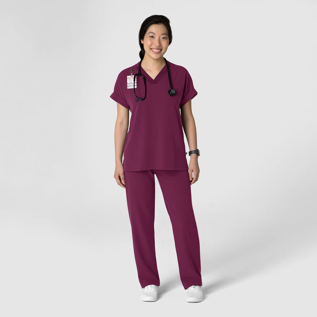 Nova 5232 Stovepipe High-Low Hem Scrub Pants Wine