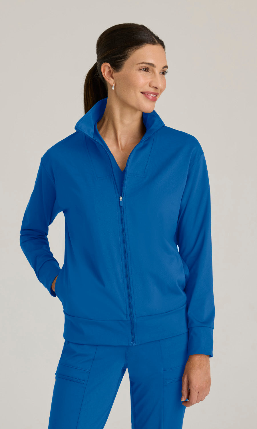 Grey's Anatomy Knits GRSW923 Ease Scrub Jacket Jacket New Royal