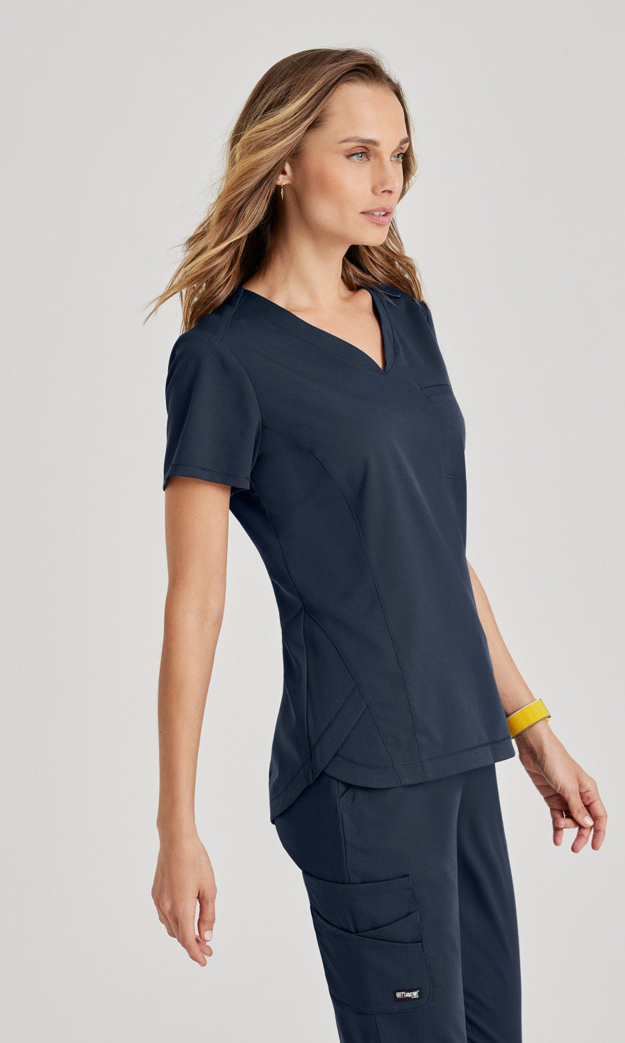 Grey's Anatomy Stretch GRST136 Capri Tuck-in Scrub Top Steel