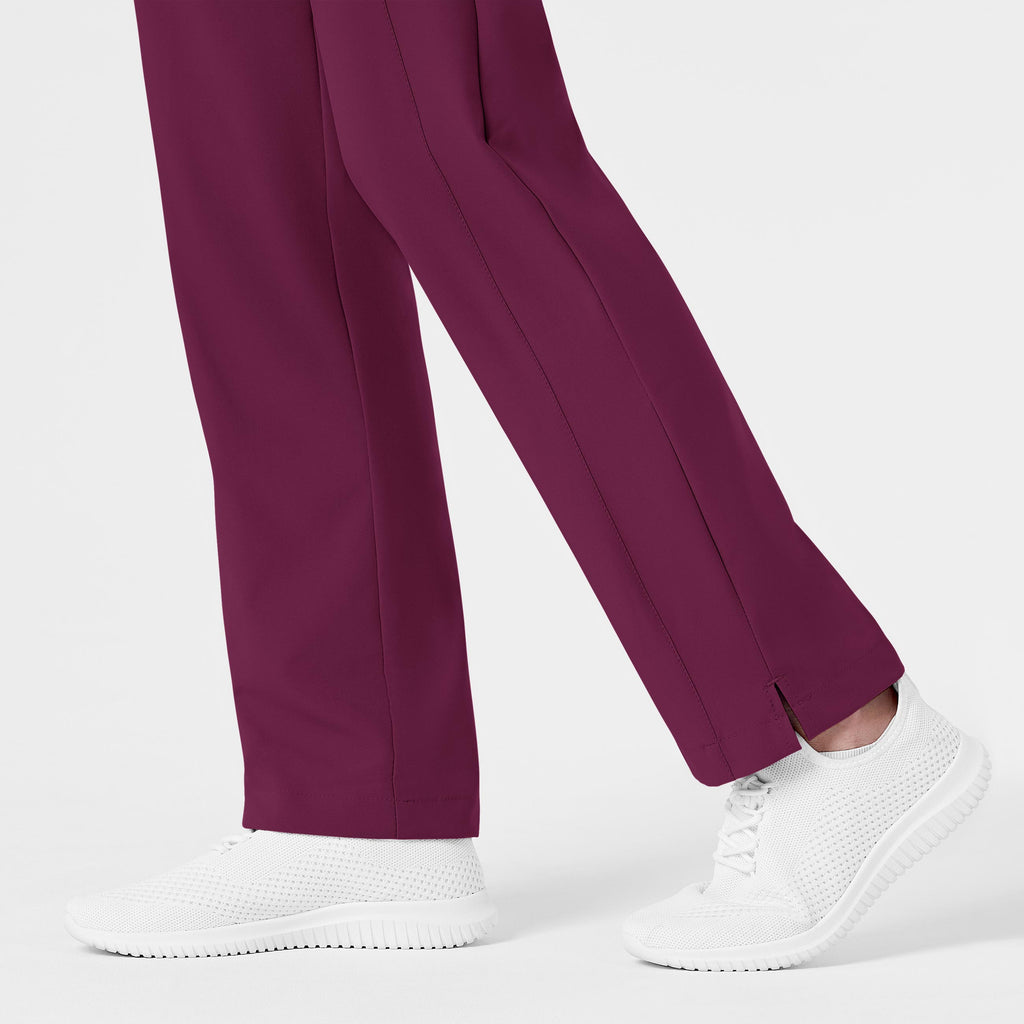 W123 5155 Flat Front Cargo Scrub Pants Wine