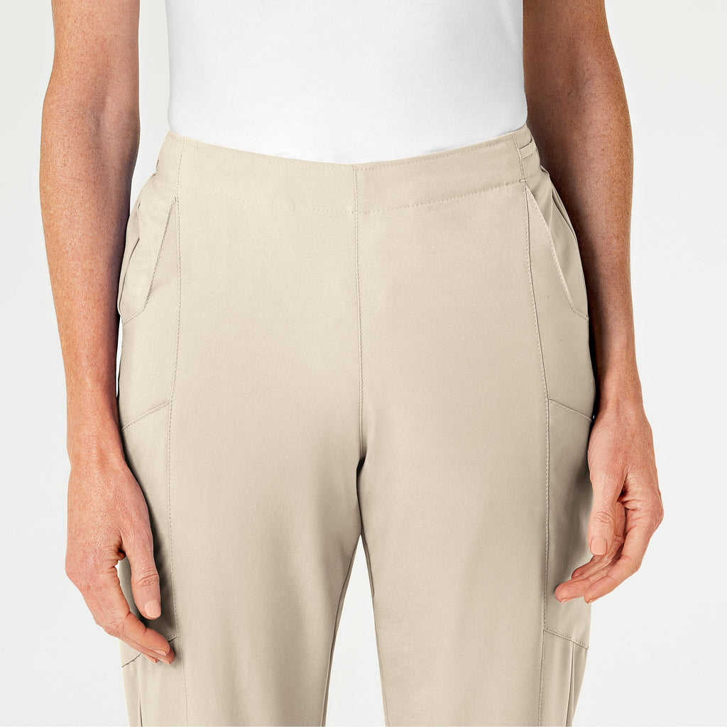 W123 5155 Flat Front Cargo Scrub Pants Khaki