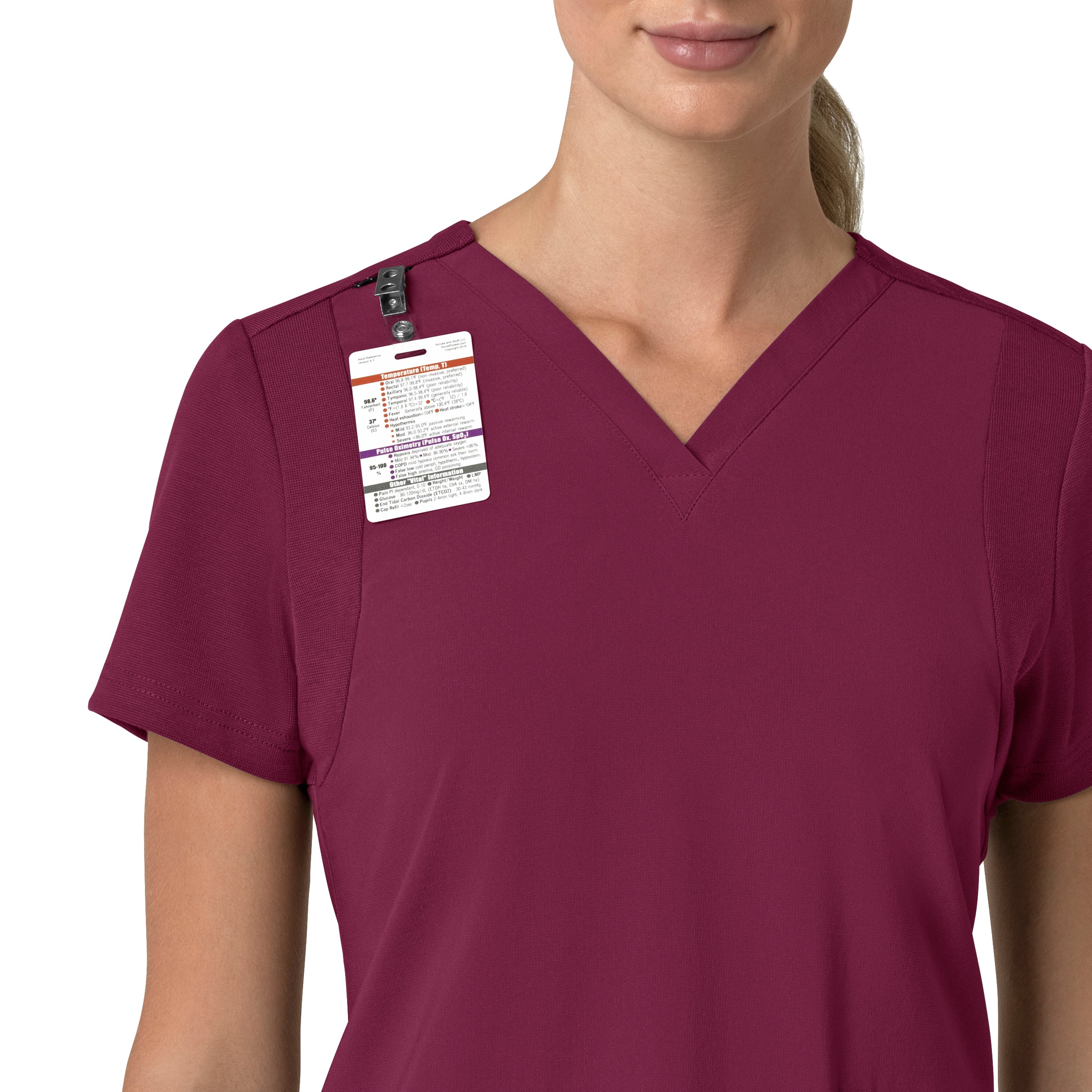 Force Cross-Flex C13210 Flex Panel V-Neck Scrub Top Wine