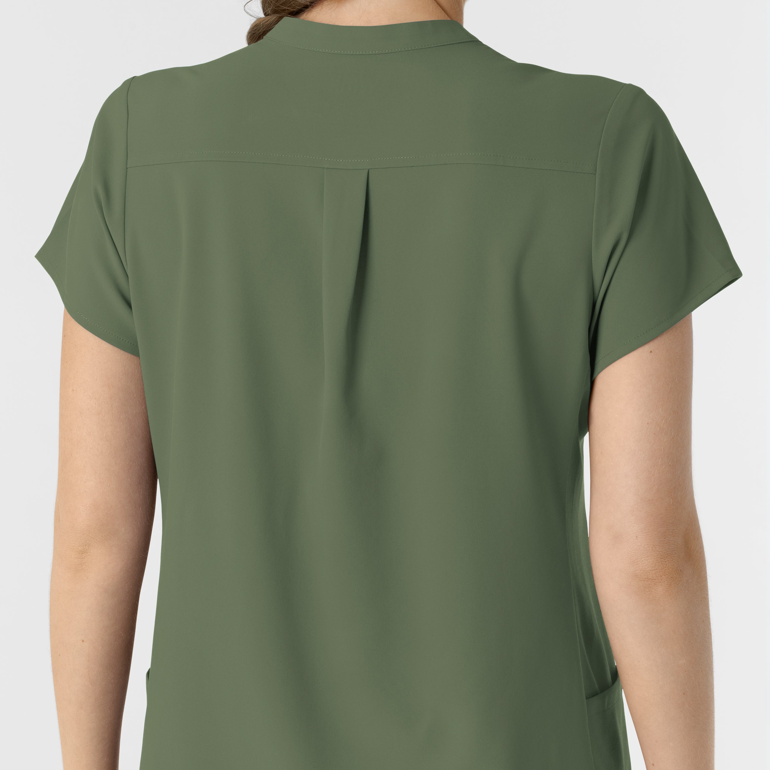 RENEW 6734 Mandarin Collar Scrub Top Olive