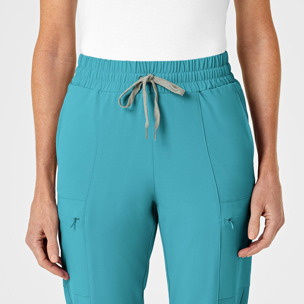 RENEW 5334 High Waist Slim Leg Scrub Pants Teal Blue
