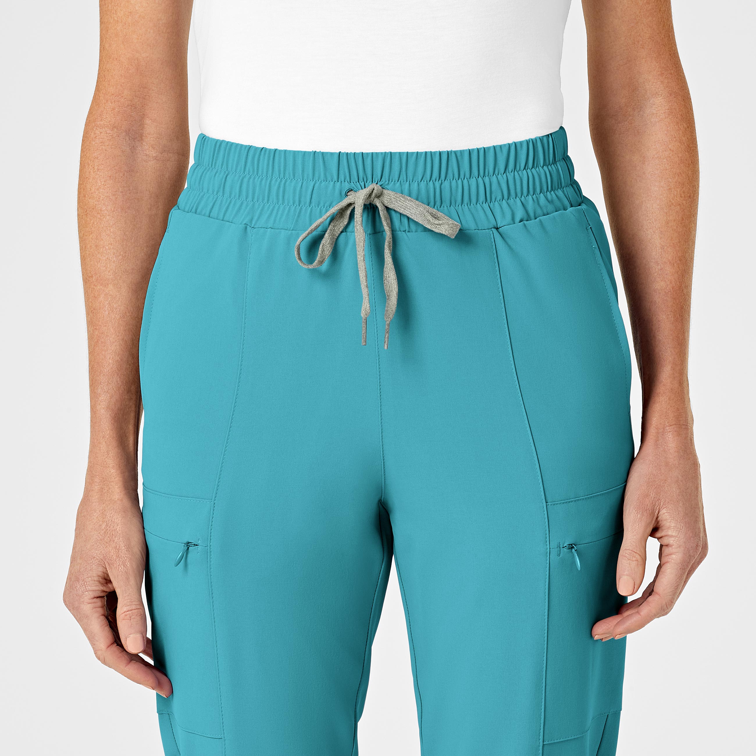 RENEW 5334 High Waist Slim Leg Scrub Pants Teal Blue