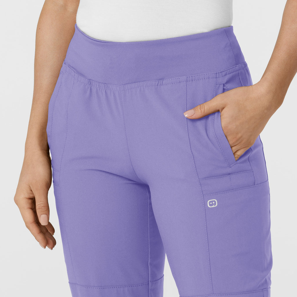 W123 5555 Comfort Waist Cargo Jogger Scrub Pants Iris Purple