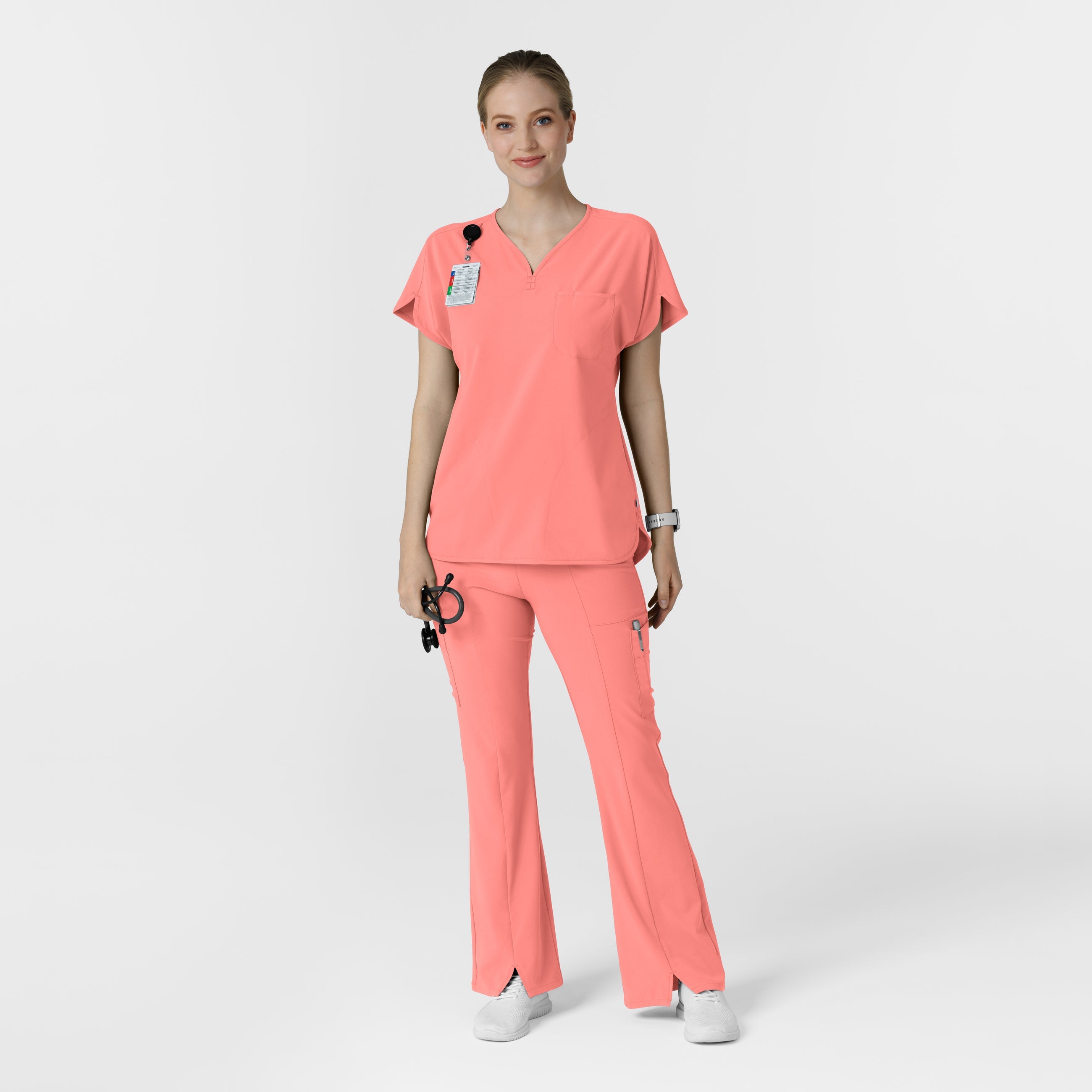RENEW 5534 Women's Cargo Flare Scrub Pants Paradise Pink
