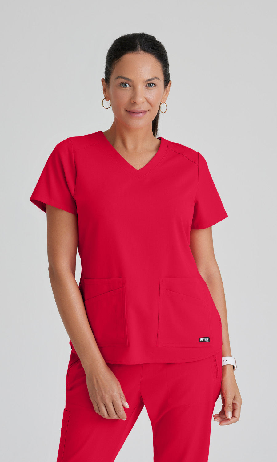 Grey's Anatomy Stretch GRST011 Emma Scrub Top Scarlet Red