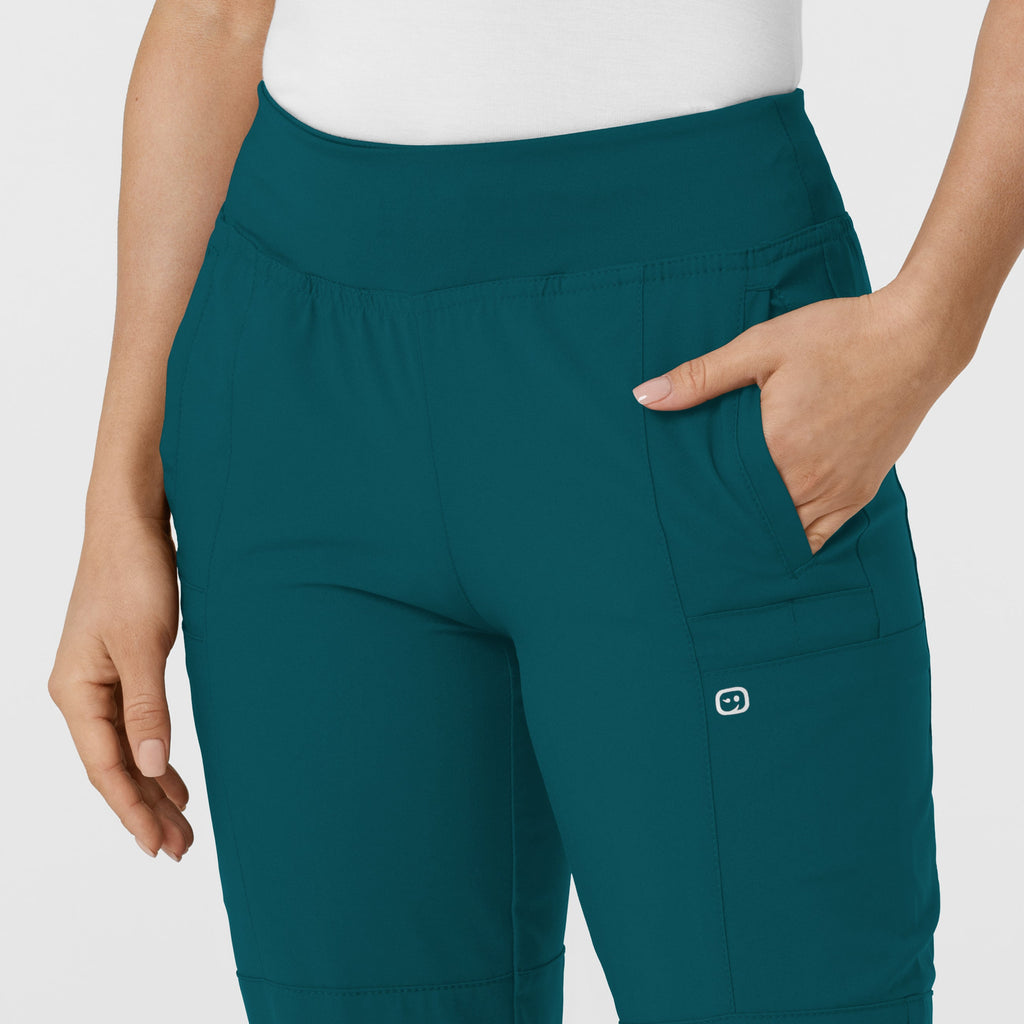 W123 5555 Comfort Waist Cargo Jogger Scrub Pants Caribbean Blue