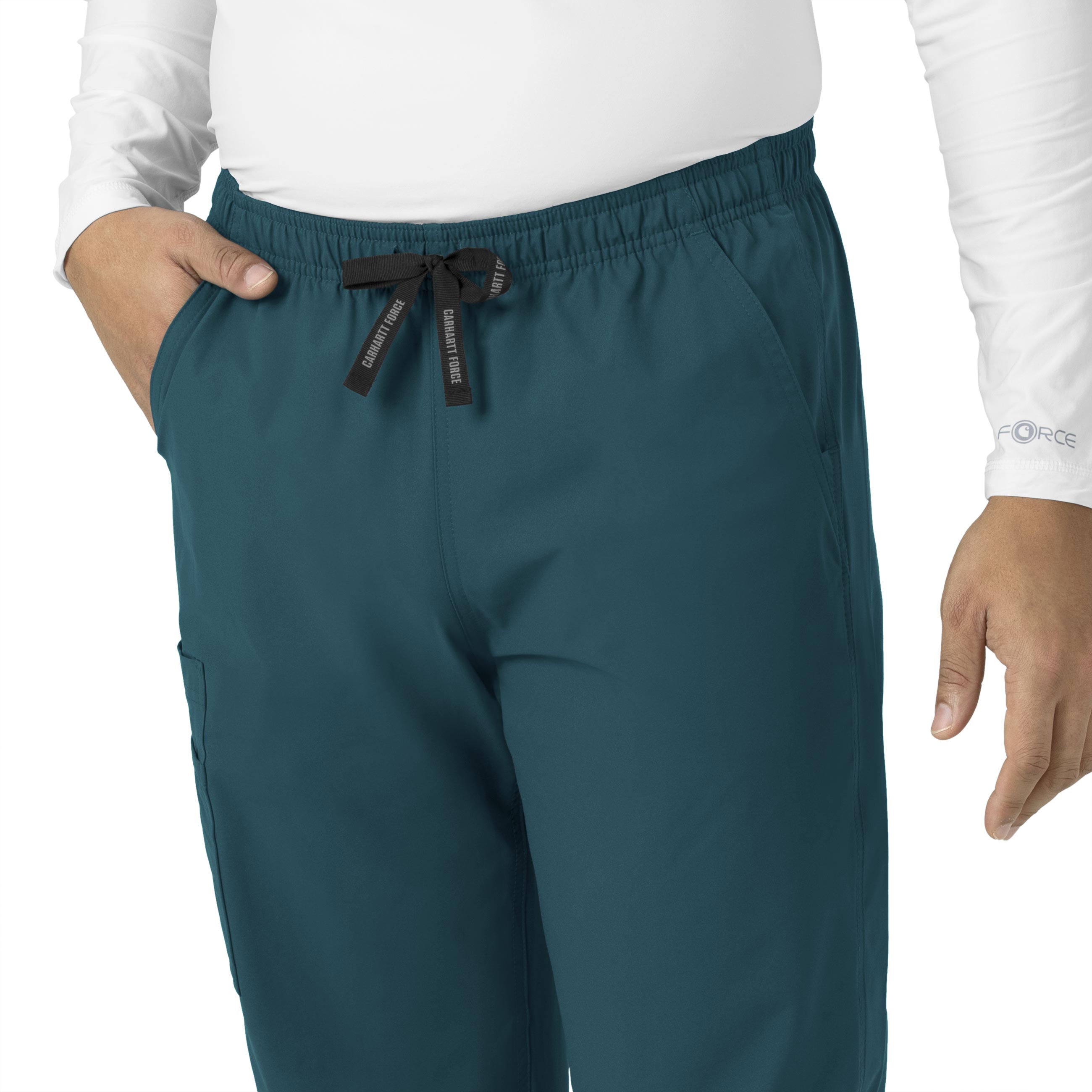 Force Essentials C55013 Unisex Elastic Waist Cargo Scrub Pants Caribbean Blue