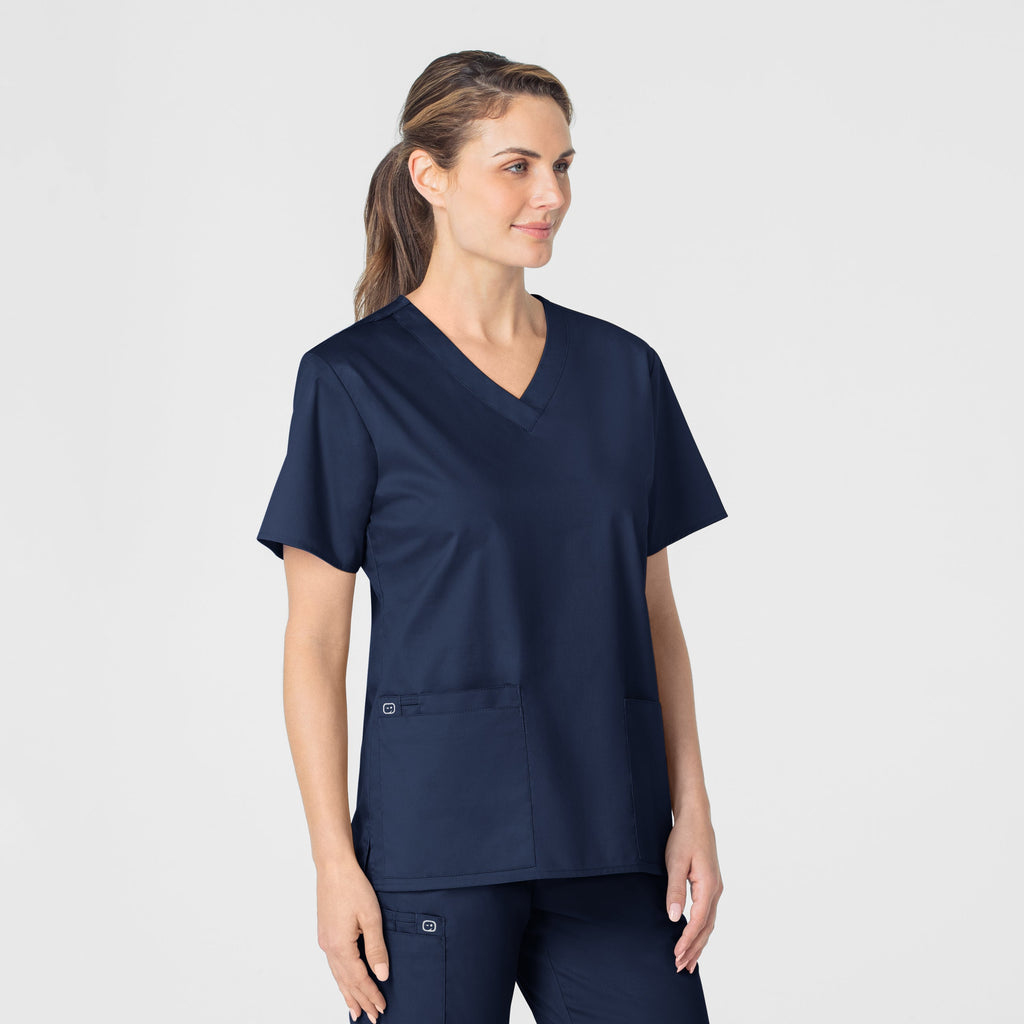 WonderWORK 101 V-Neck Scrub Top Navy