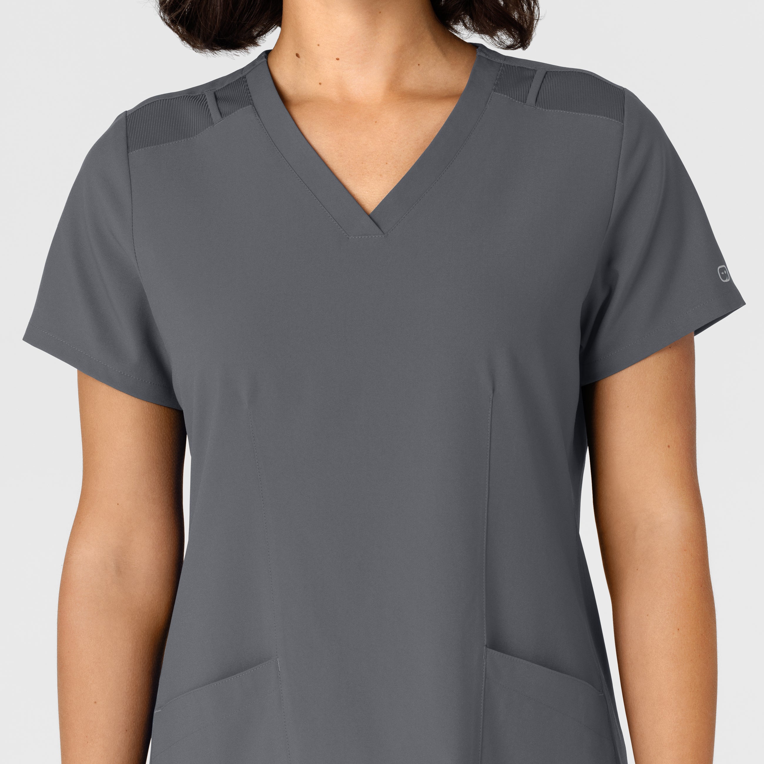 W123 6145 Flex-n-Reach Side Panel V-Neck Scrub Top Pewter