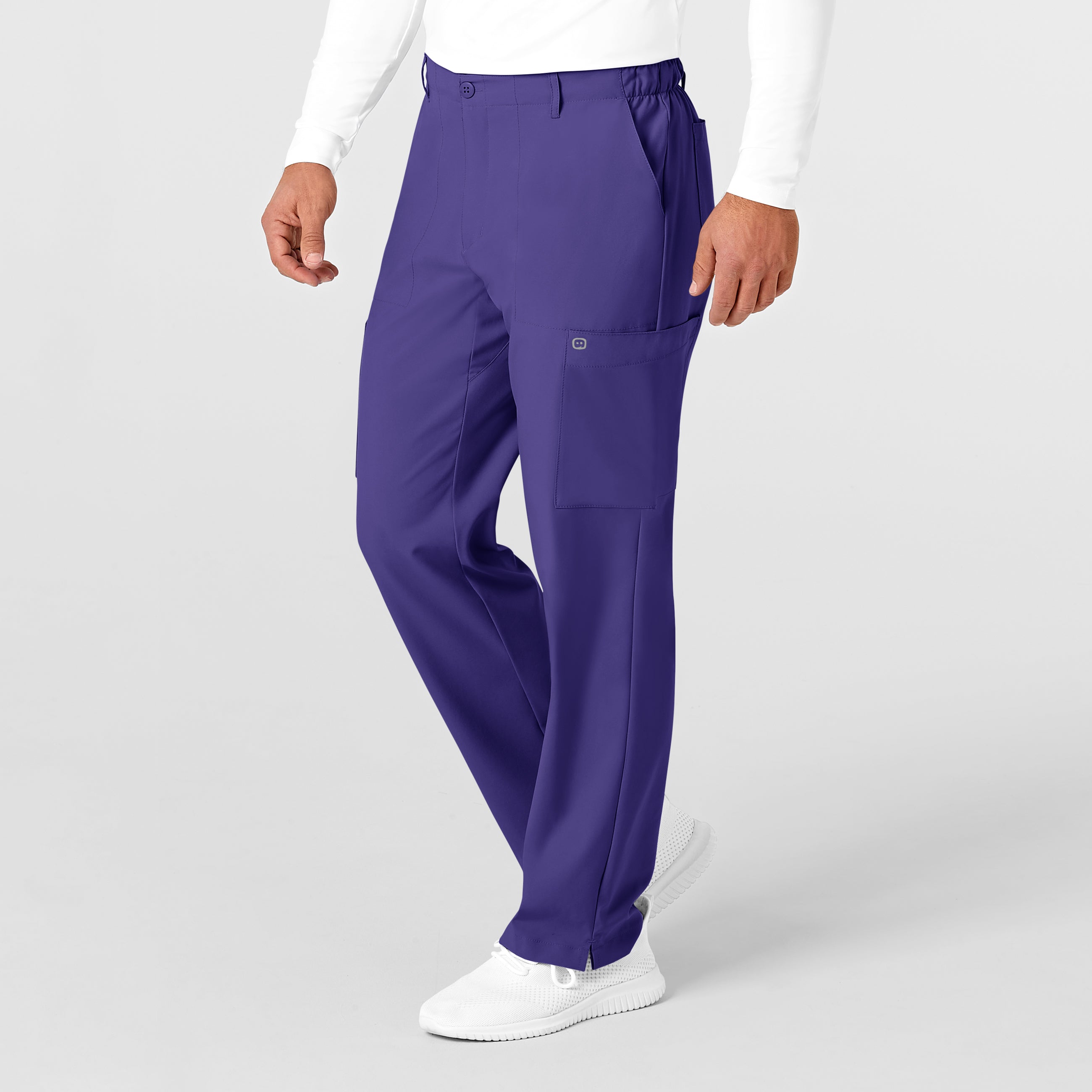 W123 5355 Men's Flat Front Cargo Scrub Pants Grape