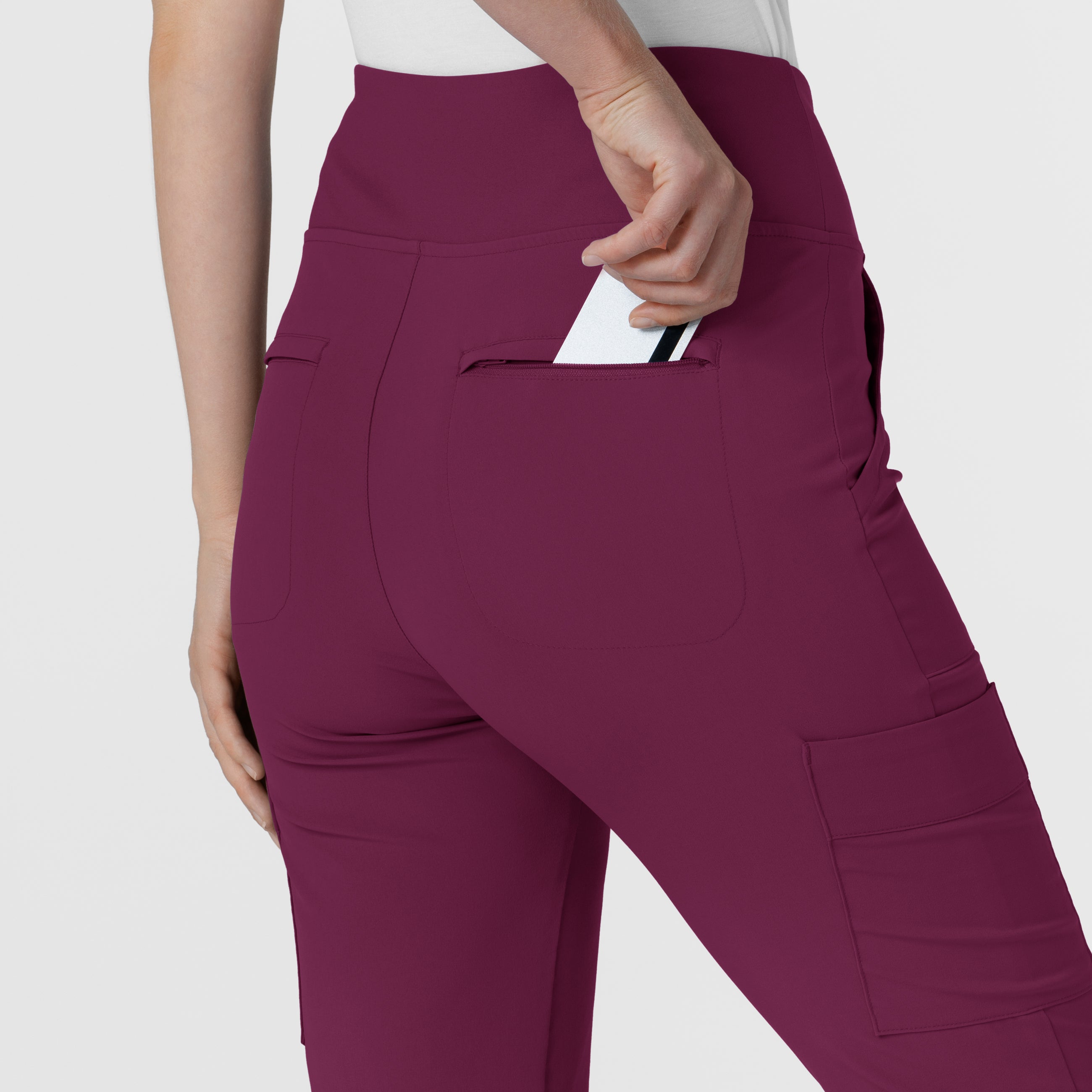 RENEW 5534 Cargo Flare Scrub Pants Wine