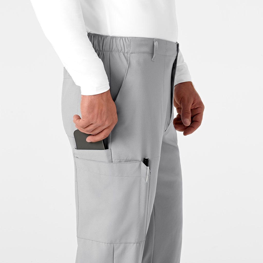 W123 5355 Men's Flat Front Cargo Scrub Pants Grey