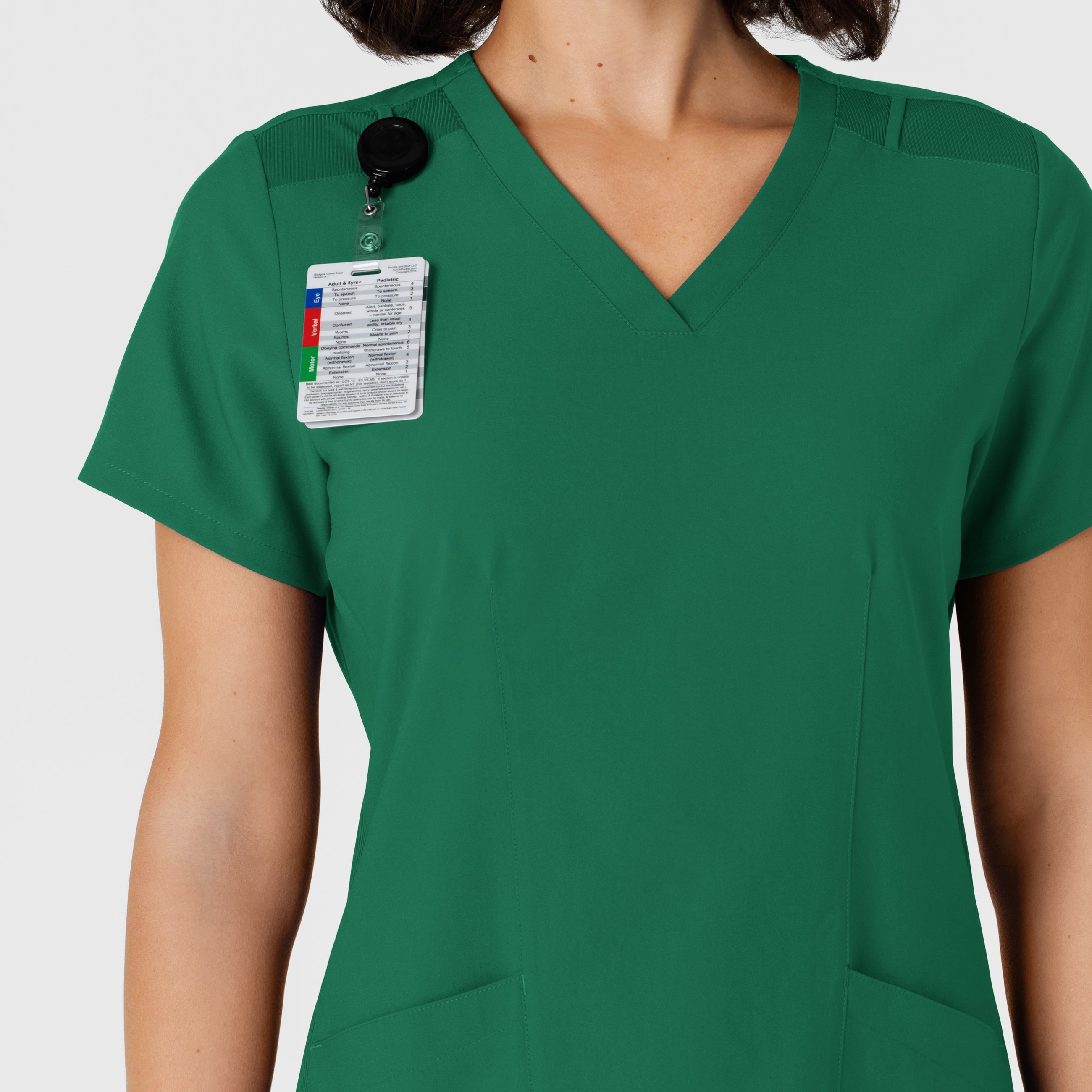 W123 6145 Flex-n-Reach Side Panel V-Neck Scrub Top Hunter