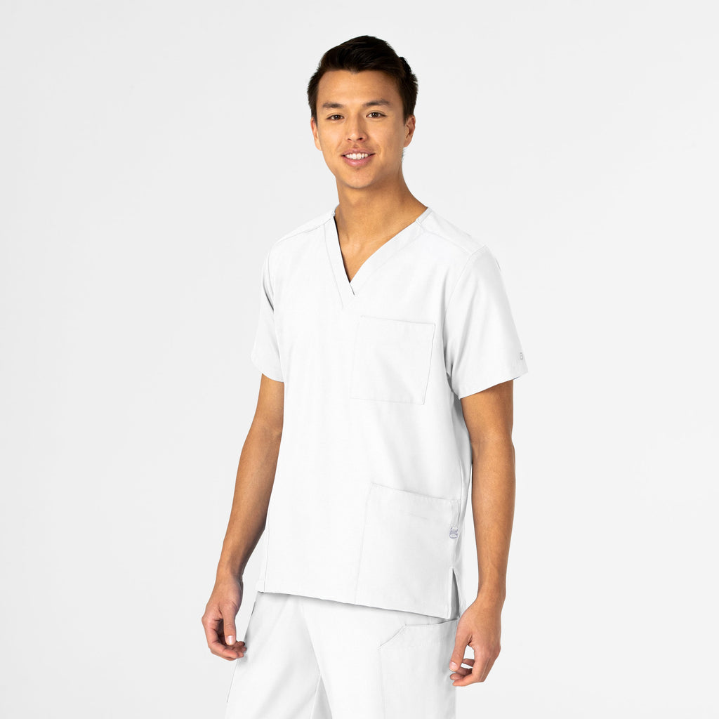 W123 6855 Unisex 4 Pocket Utility Scrub Top White