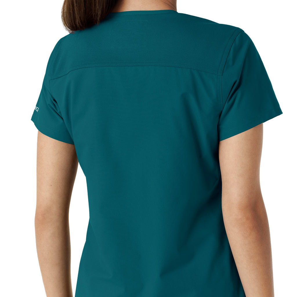 Force Essentials C12313 V-Neck Knit Panel Scrub Top Caribbean