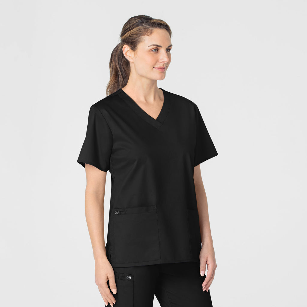 WonderWORK 101 V-Neck Scrub Top Black
