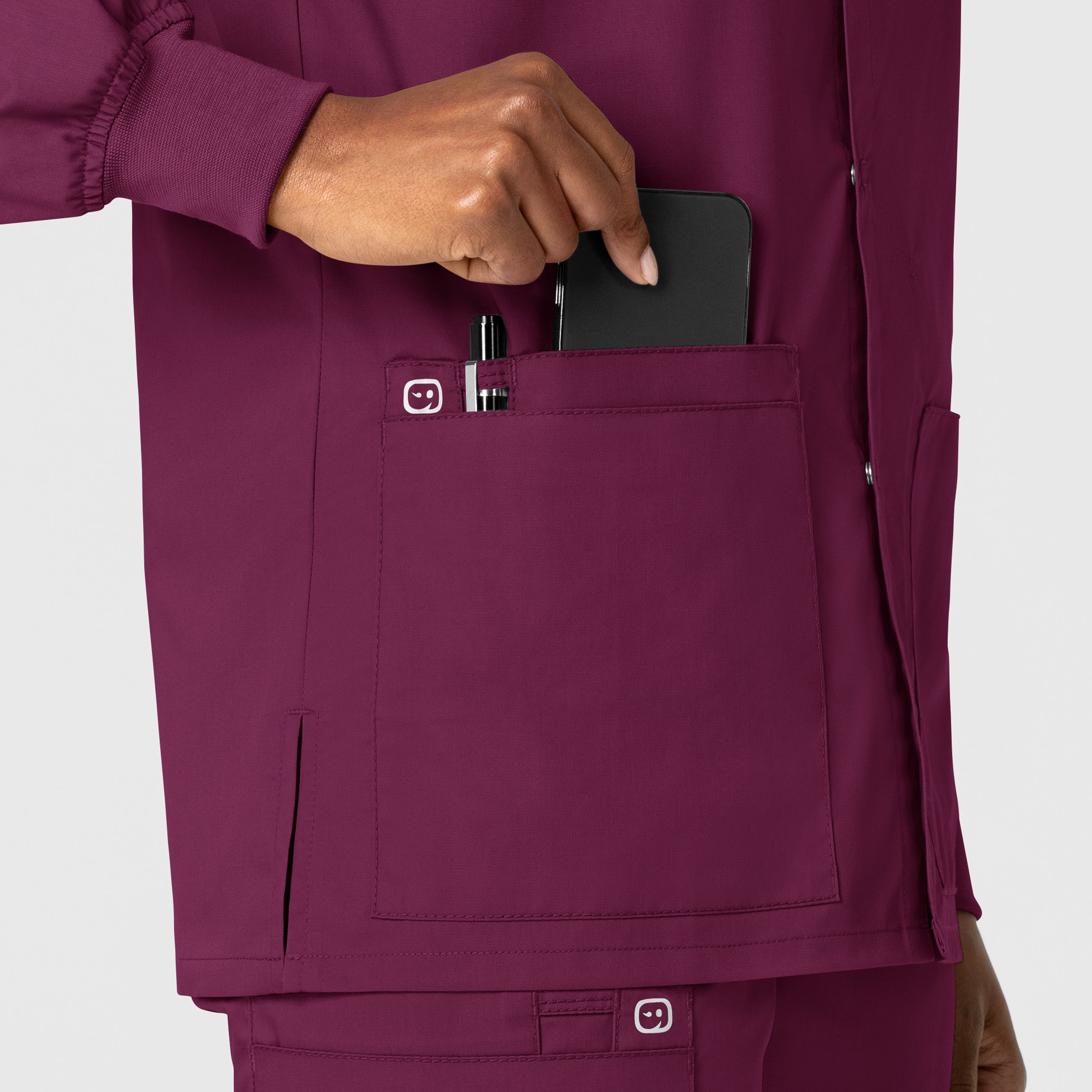 WonderWORK 800 Unisex Snap Front Jacket Wine
