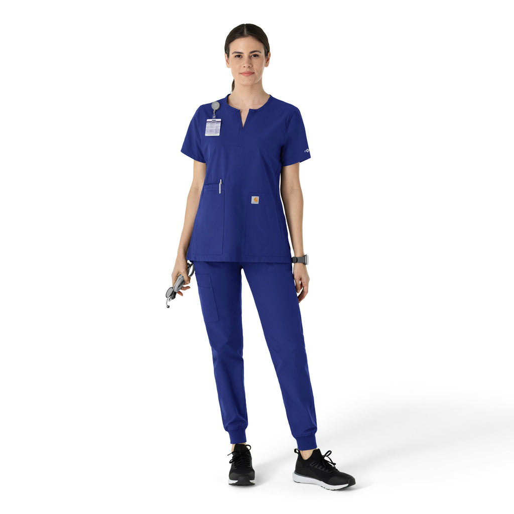 Force Essentials C12213 Women's Notch Neck Tunic Scrub Top Galaxy Blue