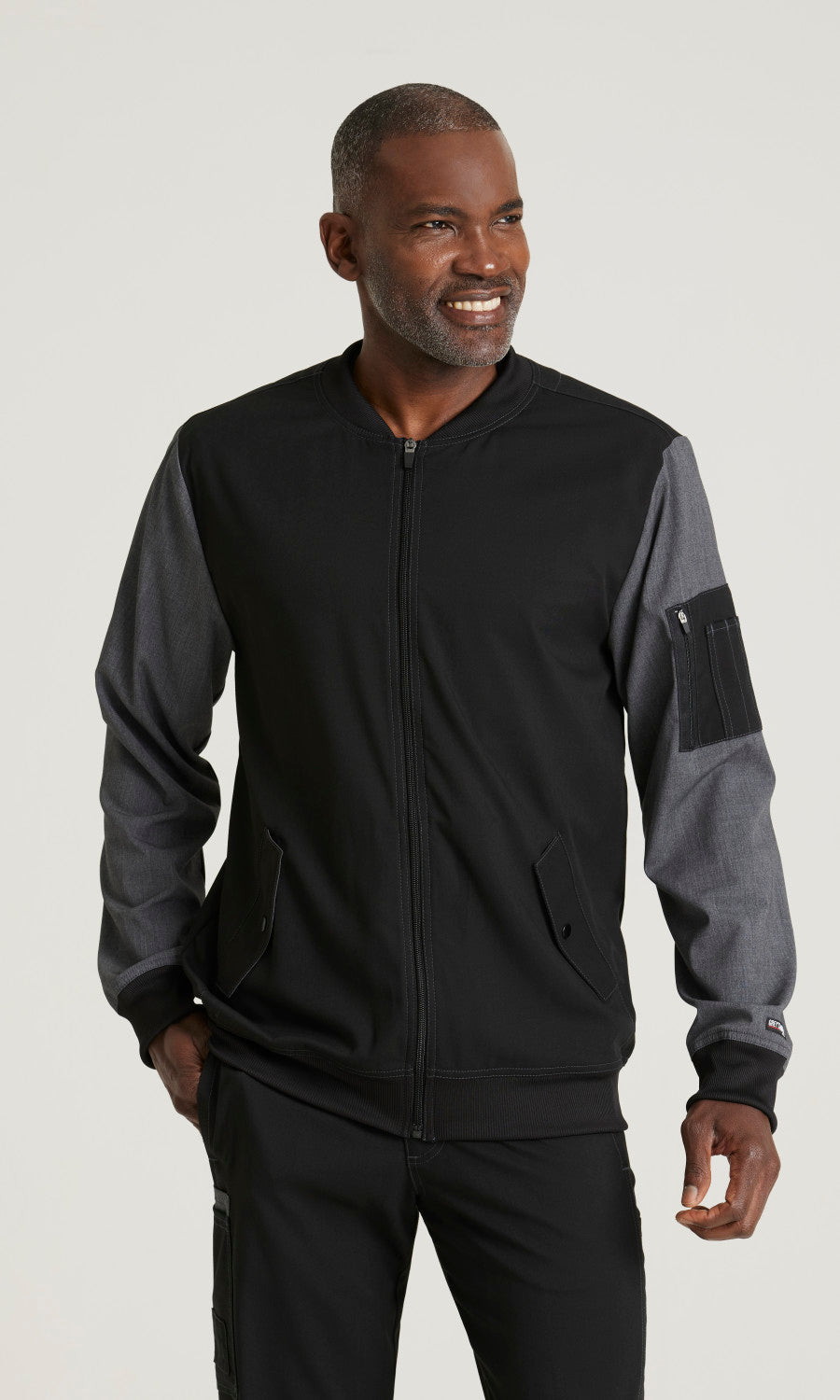 Grey's Anatomy Spandex Stretch GRSW892 Lucas Warm-Up Scrub Jacket Black