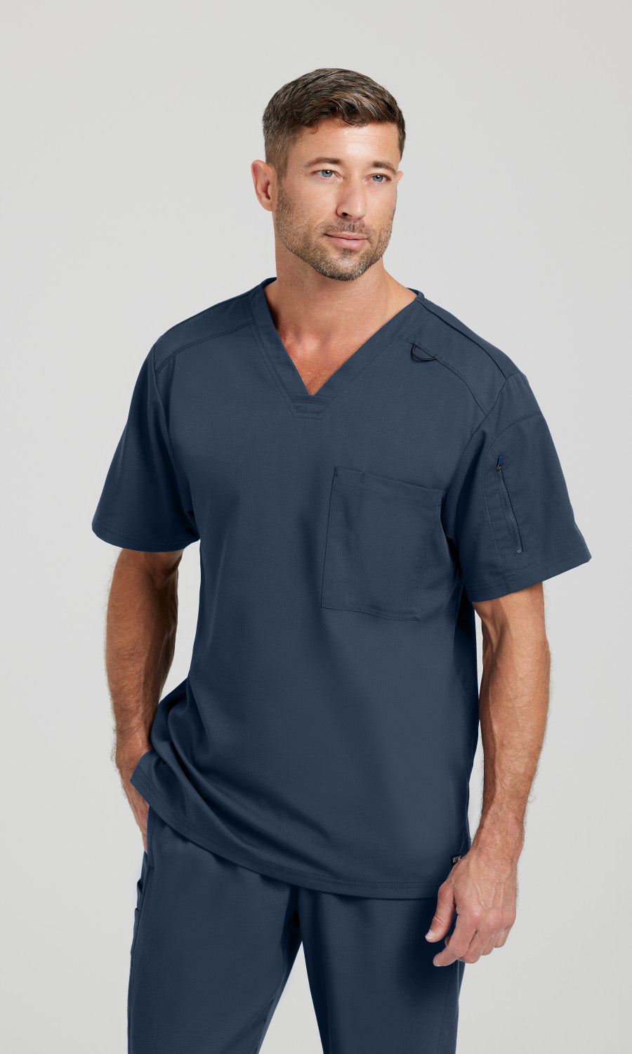 Grey's Anatomy Stretch GRST079 Murphy Scrub Top Steel