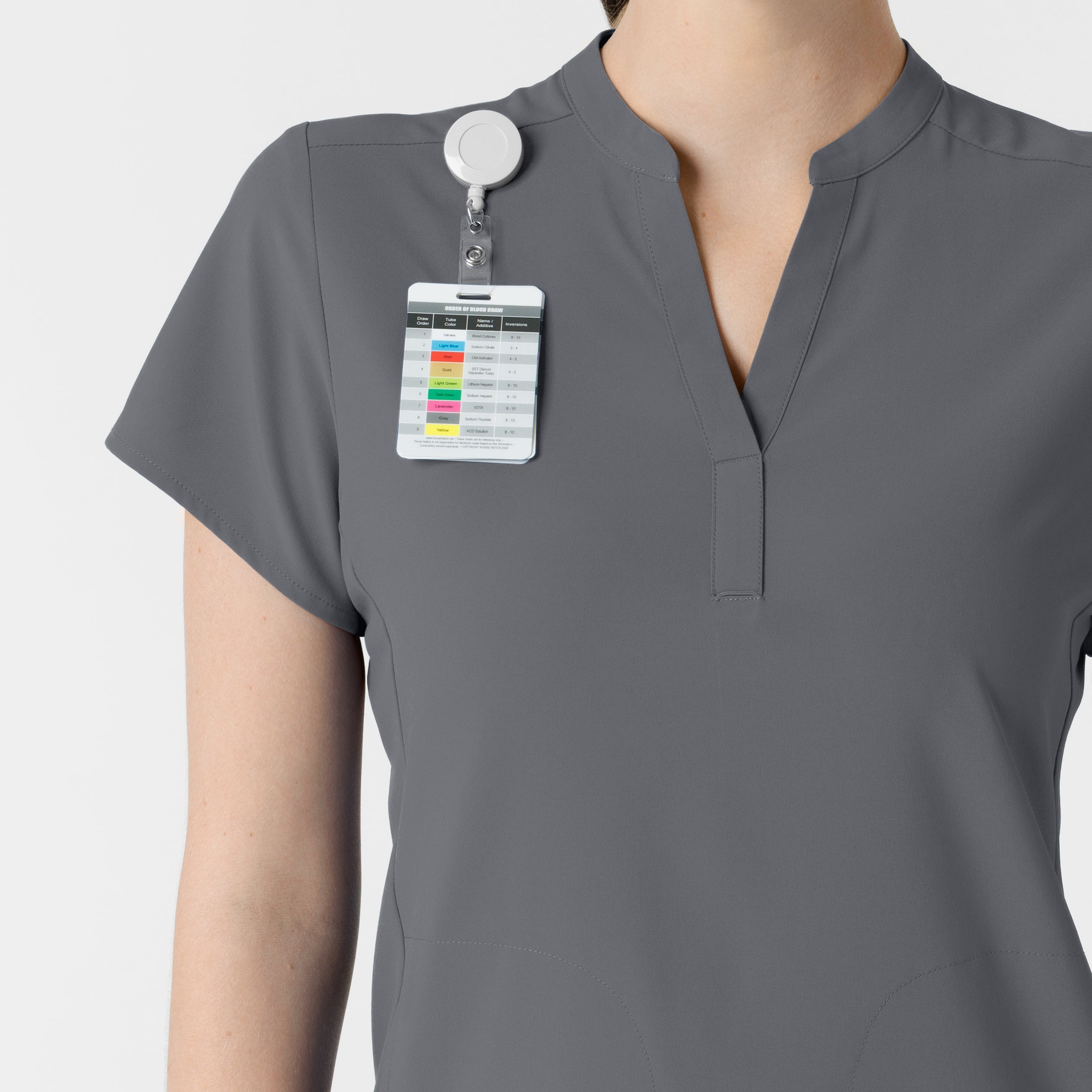RENEW 6734 Mandarin Collar Scrub Top Pewter